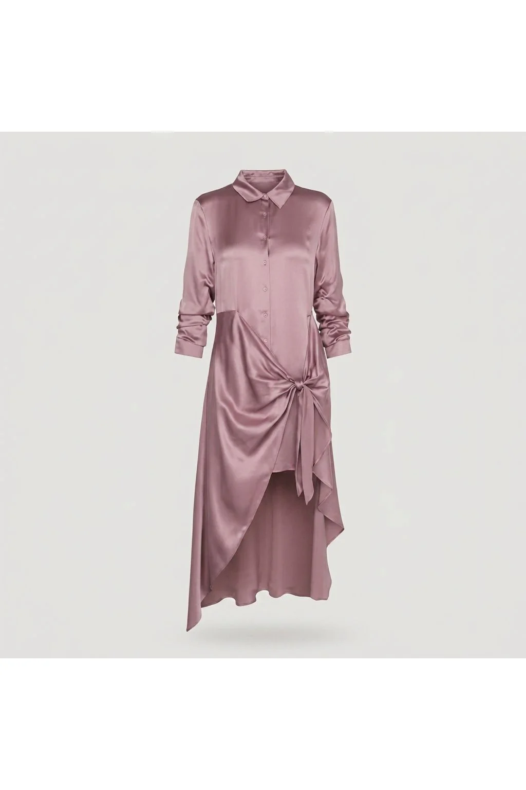 Asymmetric Draped Shirt Dress   Pink