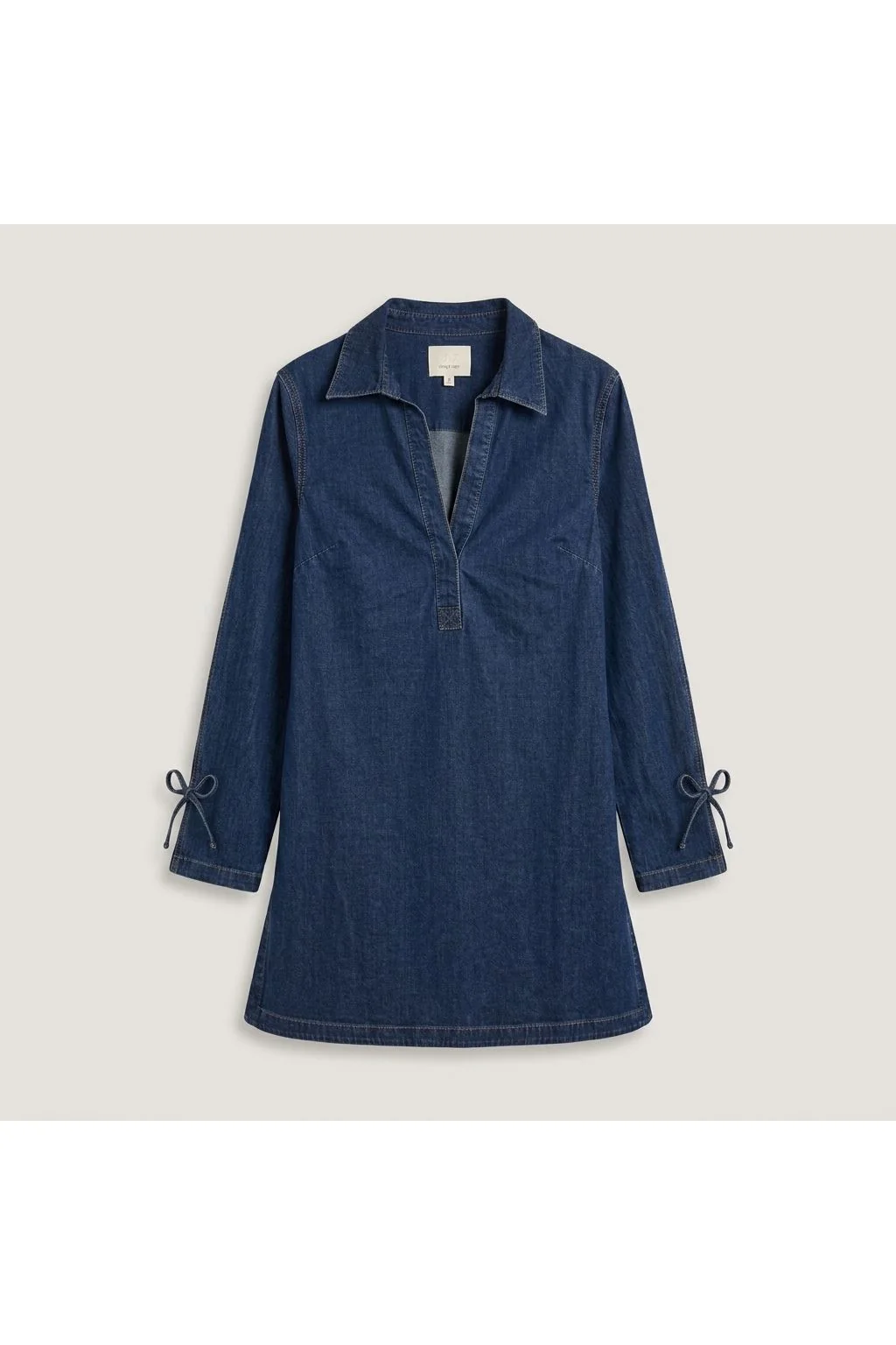 Denim V-Neck Mini Dress Blue