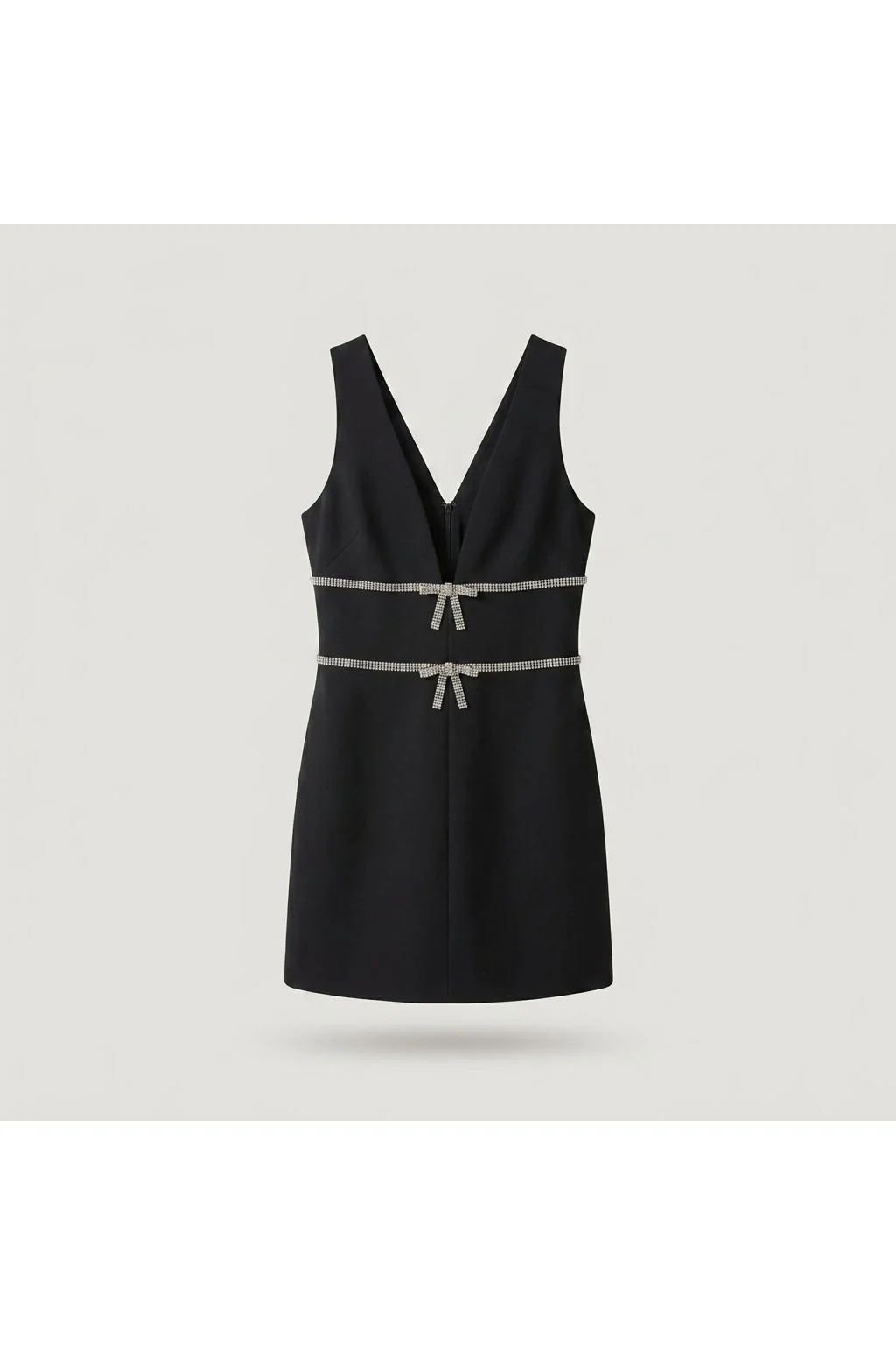 Embellished Bow Mini Dress   Black
