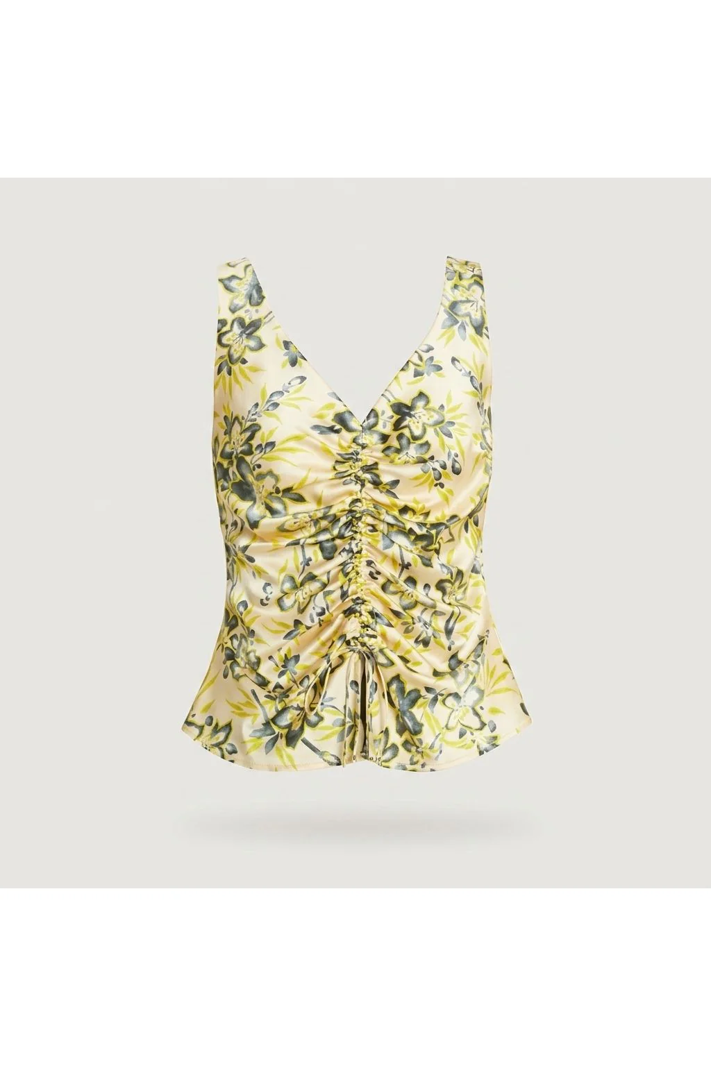 Floral Ruched Sleeveless Top   Multi