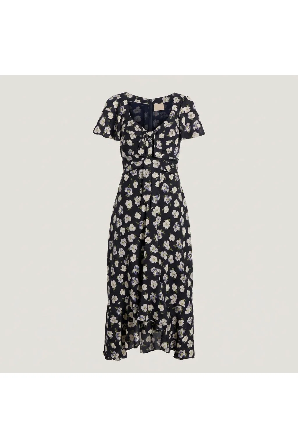 Floral Ruffle Midi Dress   Blue