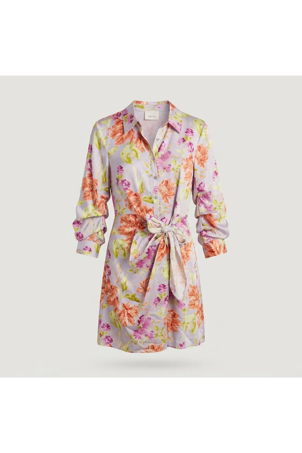 Floral Tie-Front Shirt Dress   Multi