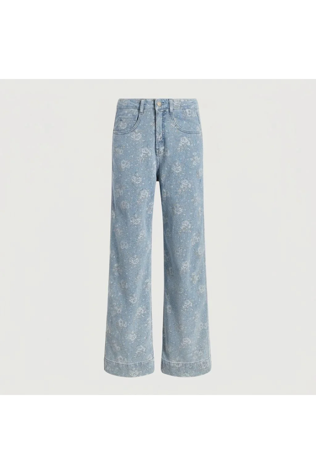 Floral Wide Leg Jeans   Blue