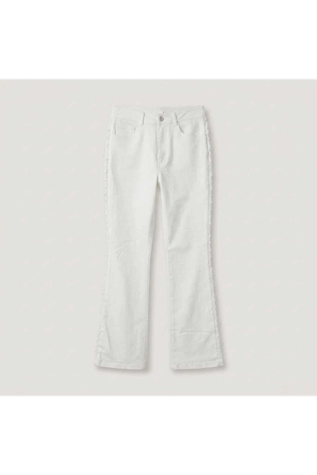 Lace Trim Straight Jeans   White
