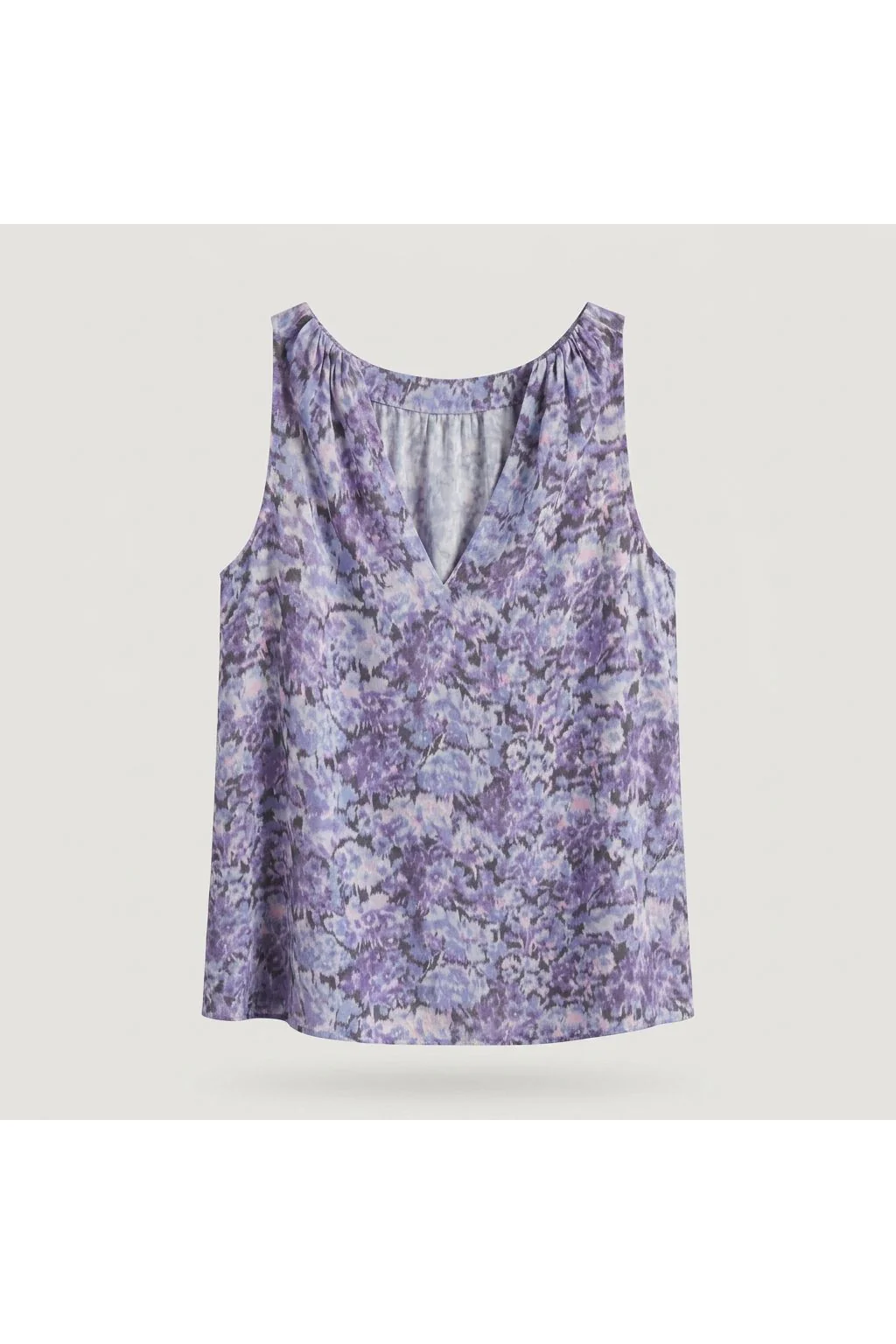 Printed Sleeveless V-Neck Top   Purple
