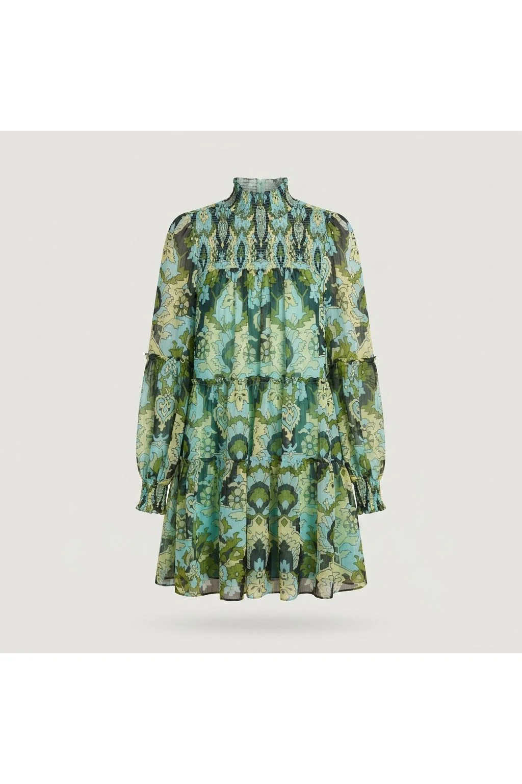 Printed Smocked Mini Dress Multi