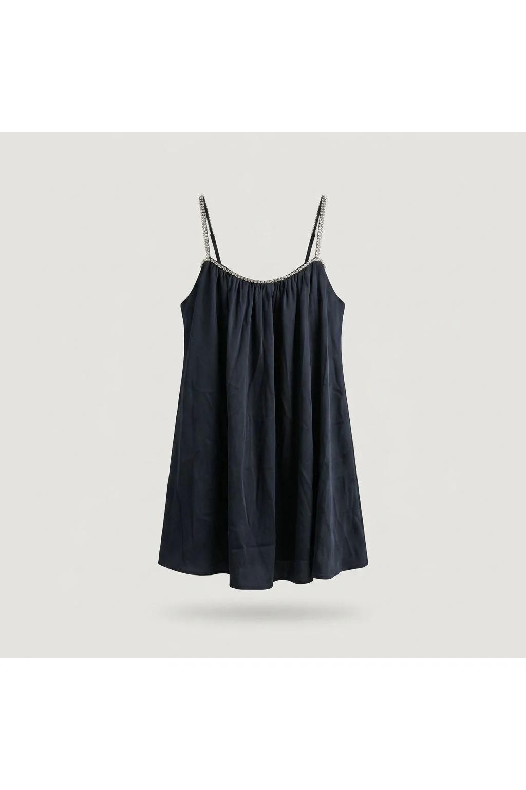 Rhinestone Trim Mini Dress   Blue