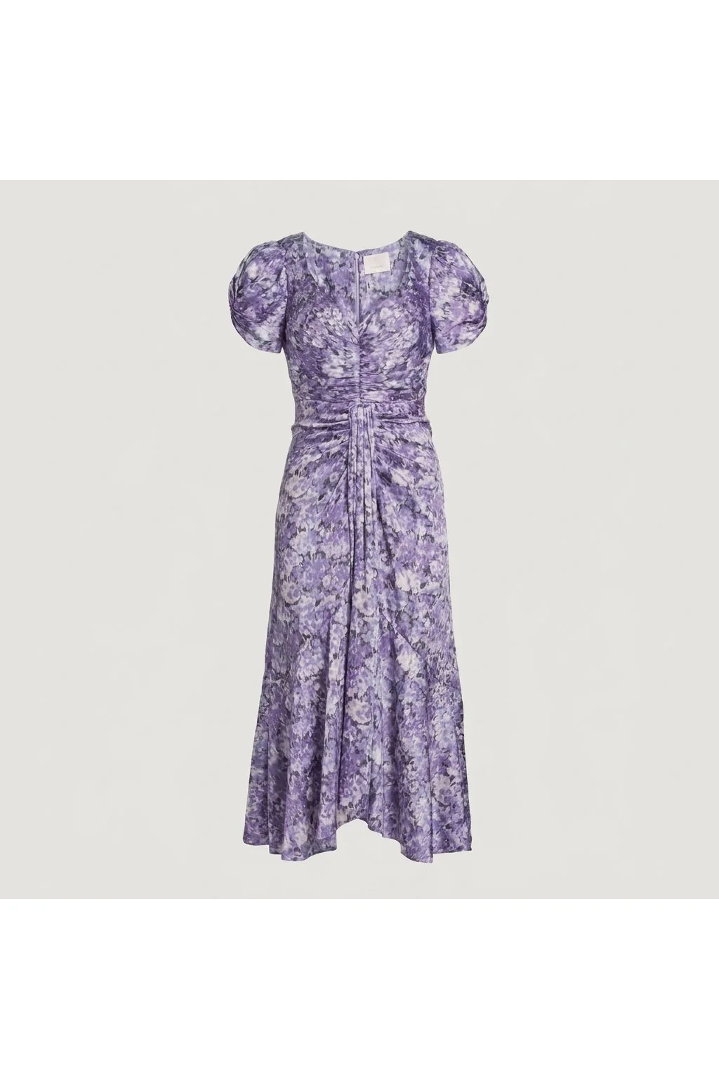 Ruched Floral Midi Dress   Purple
