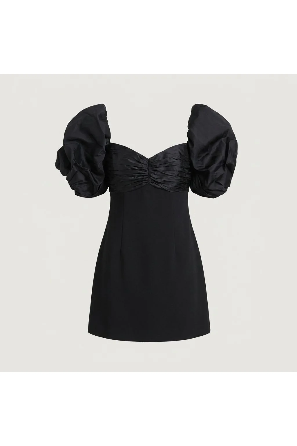 Ruched Puff Sleeve Dress   Black
