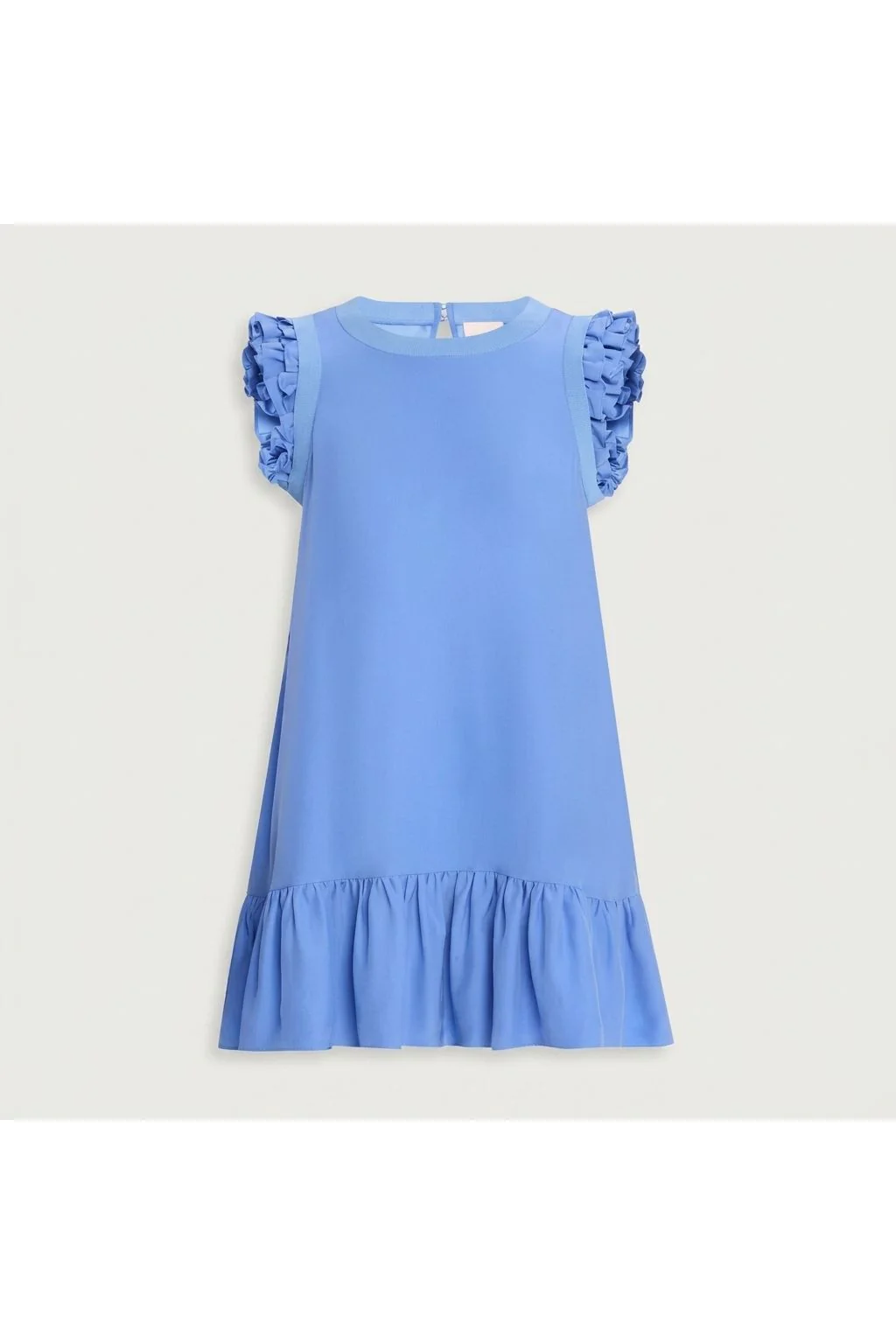 Ruffle Trim Shift Dress   Blue