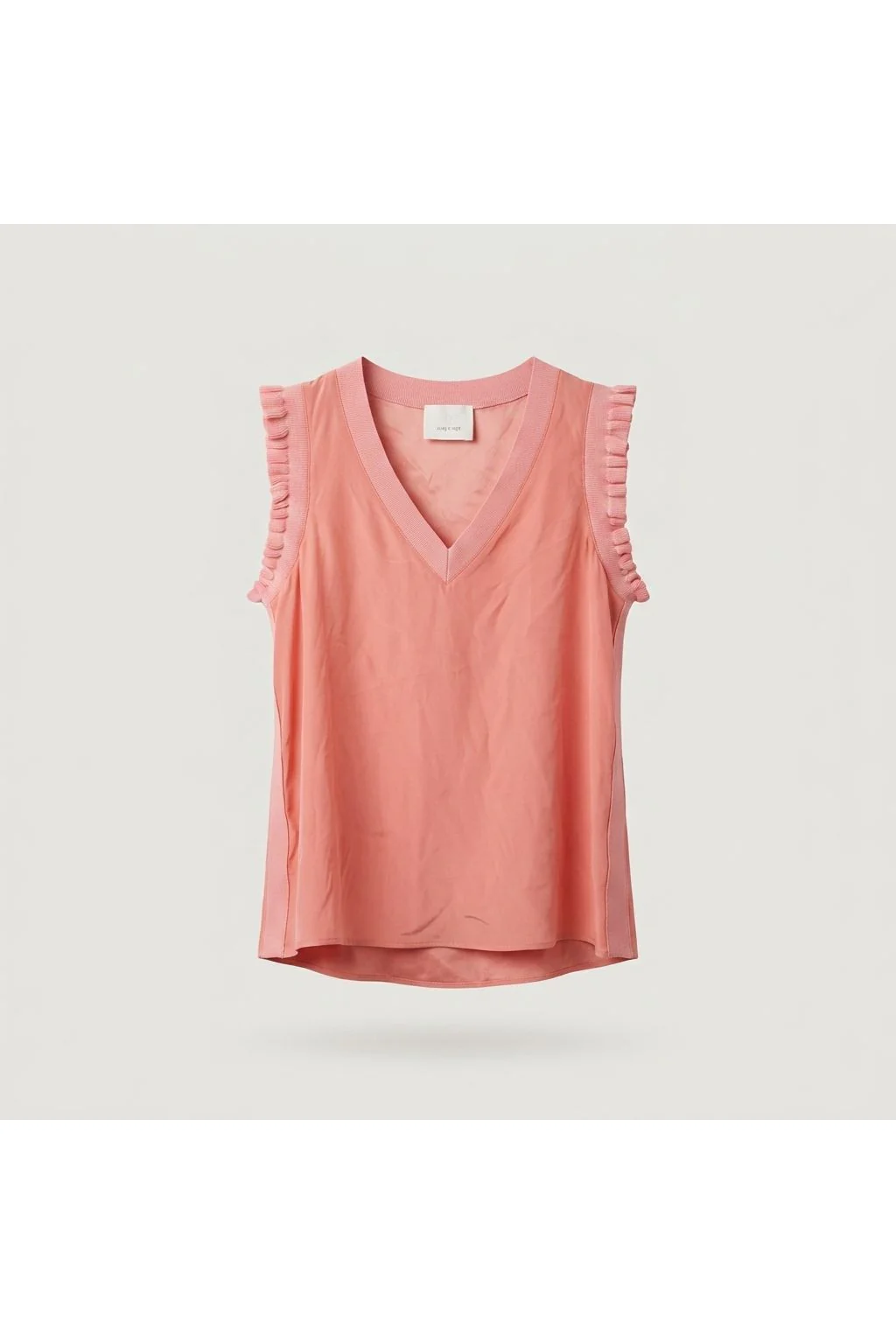 Ruffle Trim V-Neck Top Pink