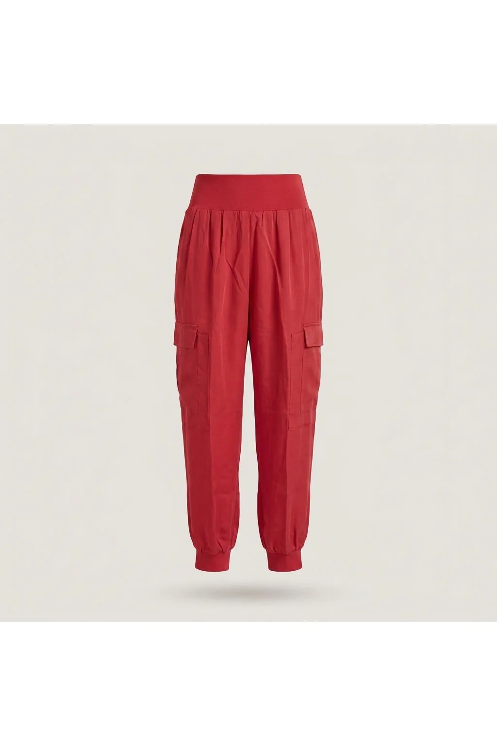 Satin Cargo Jogger Red