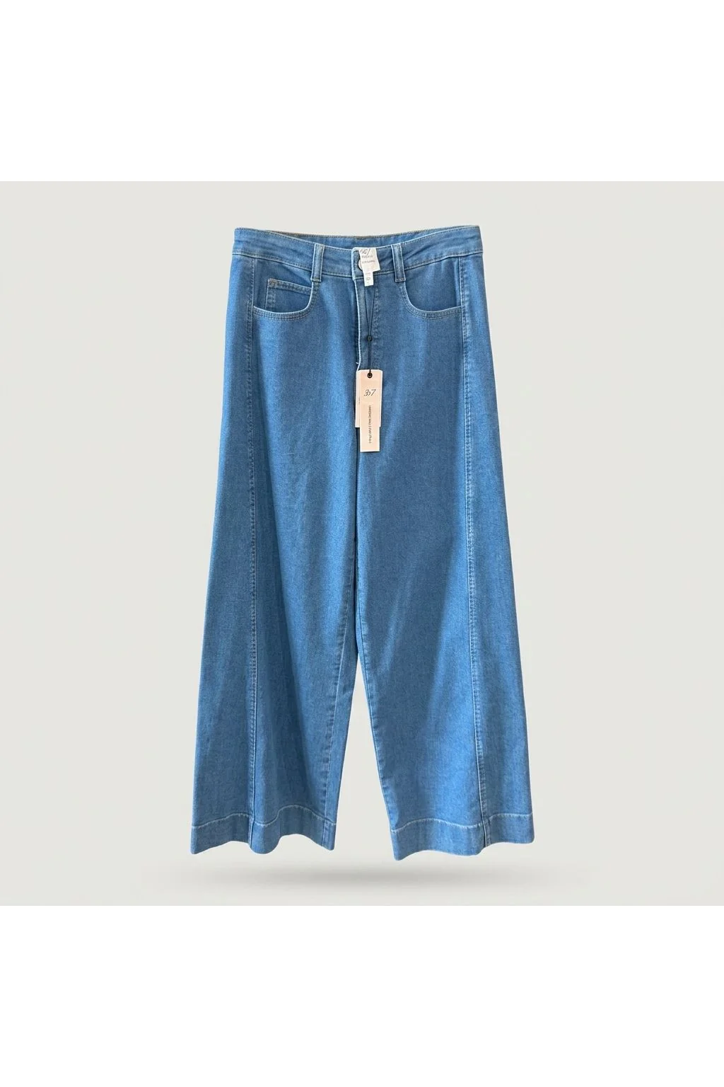 Seamed Wide Leg Jeans   Blue