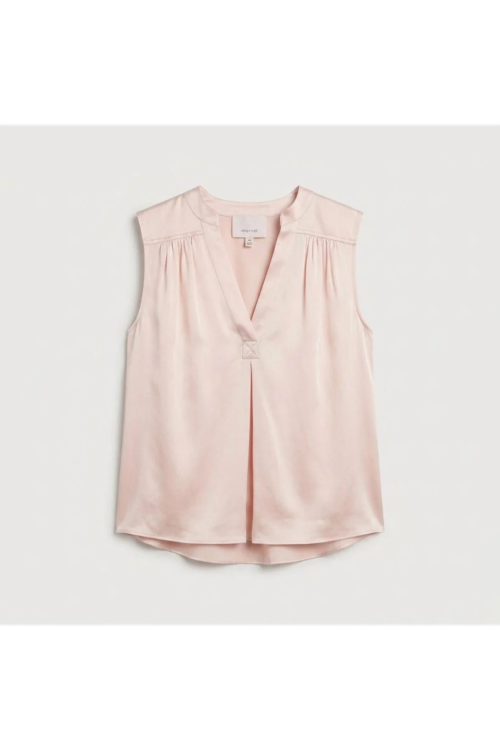 Sleeveless Satin V-Neck Blouse Pink