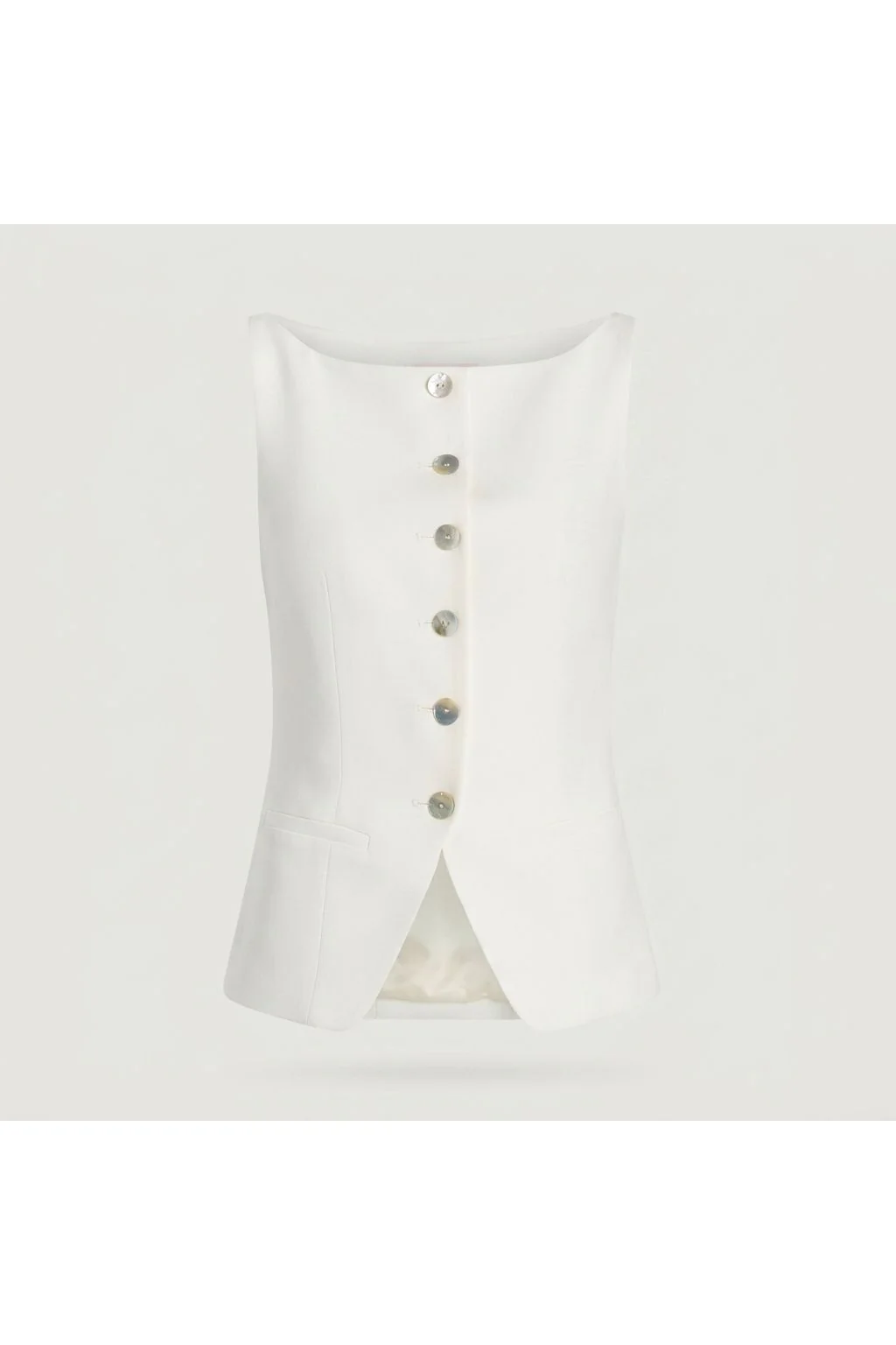 Tailored Button-Front Vest   White