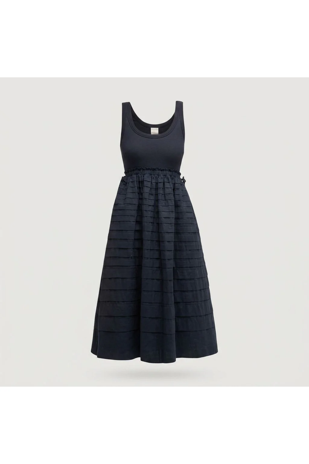 Tiered Mixed Media Dress   Blue
