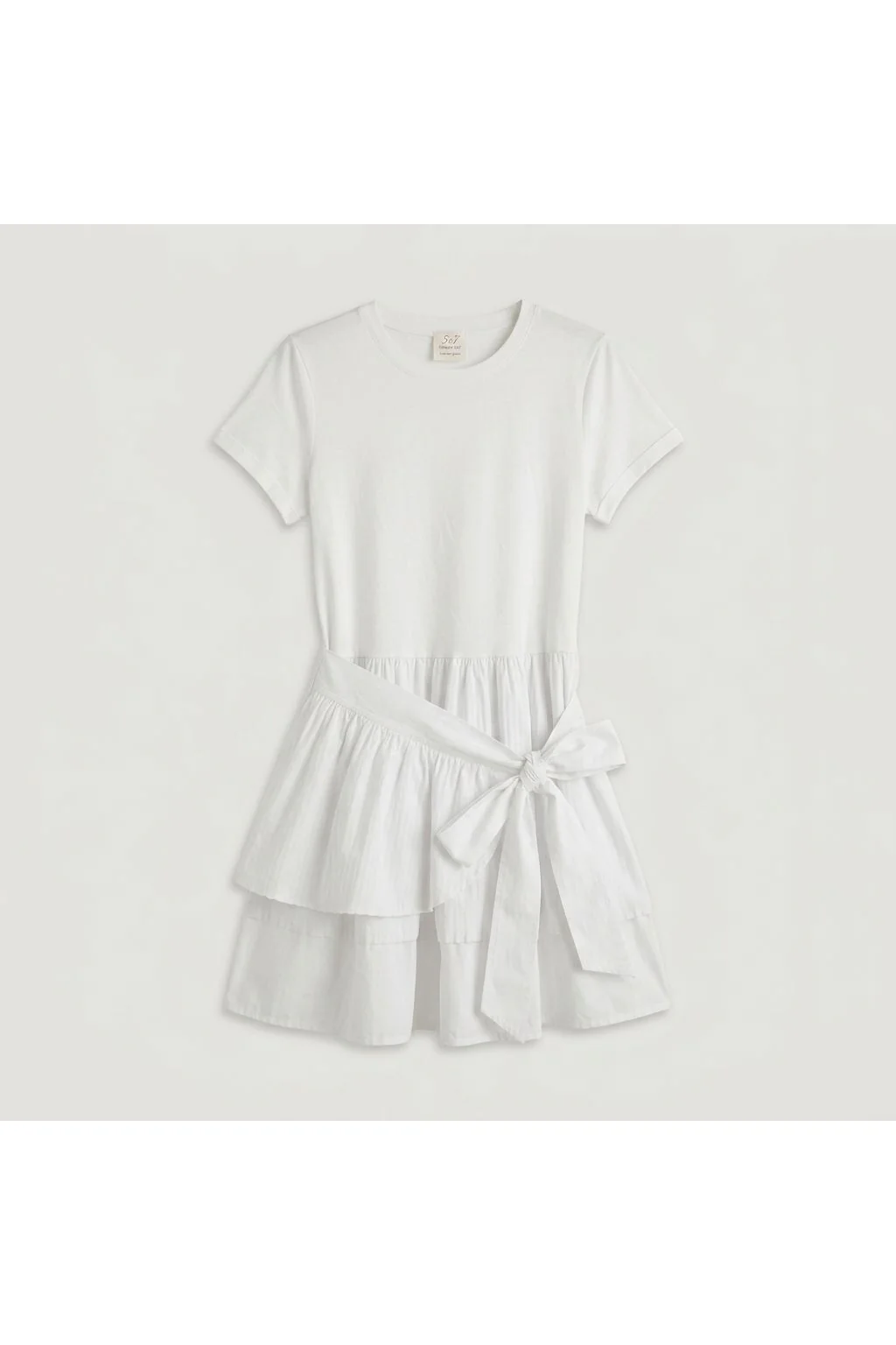 Tiered Ruffle T-Shirt Dress   White