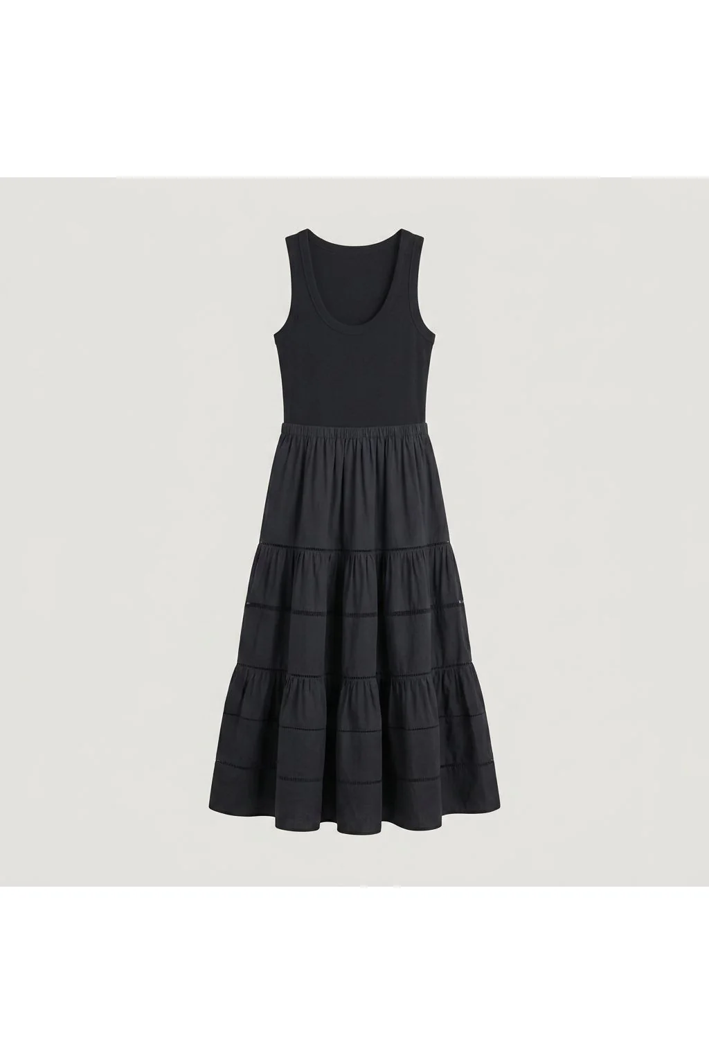 Tiered Sleeveless Midi Dress   Blue