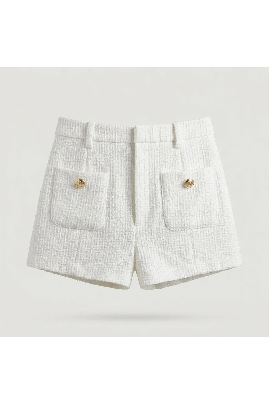 Tweed Patch Pocket Short   White