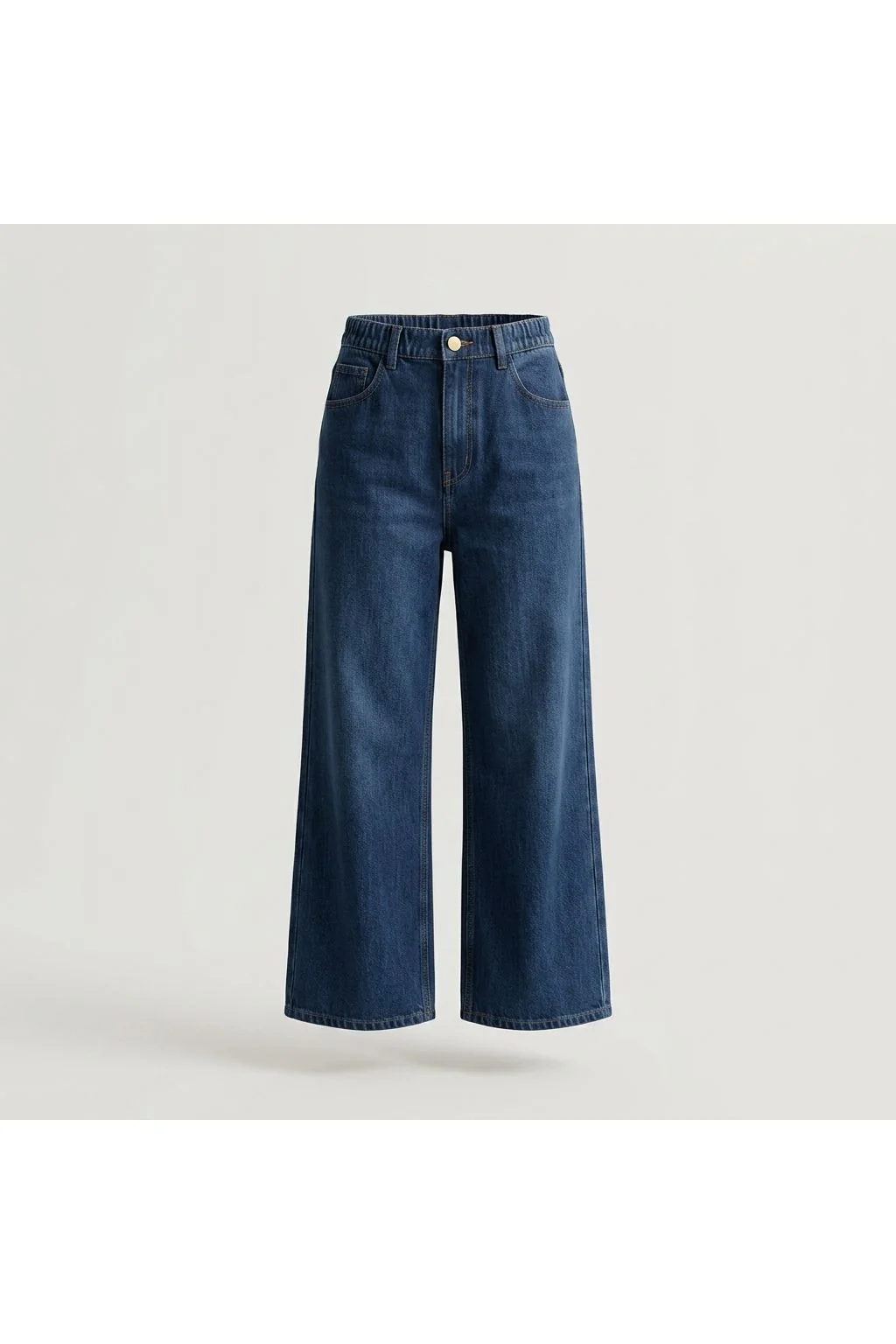 Elastic Waist Wide Leg Jeans - Blue