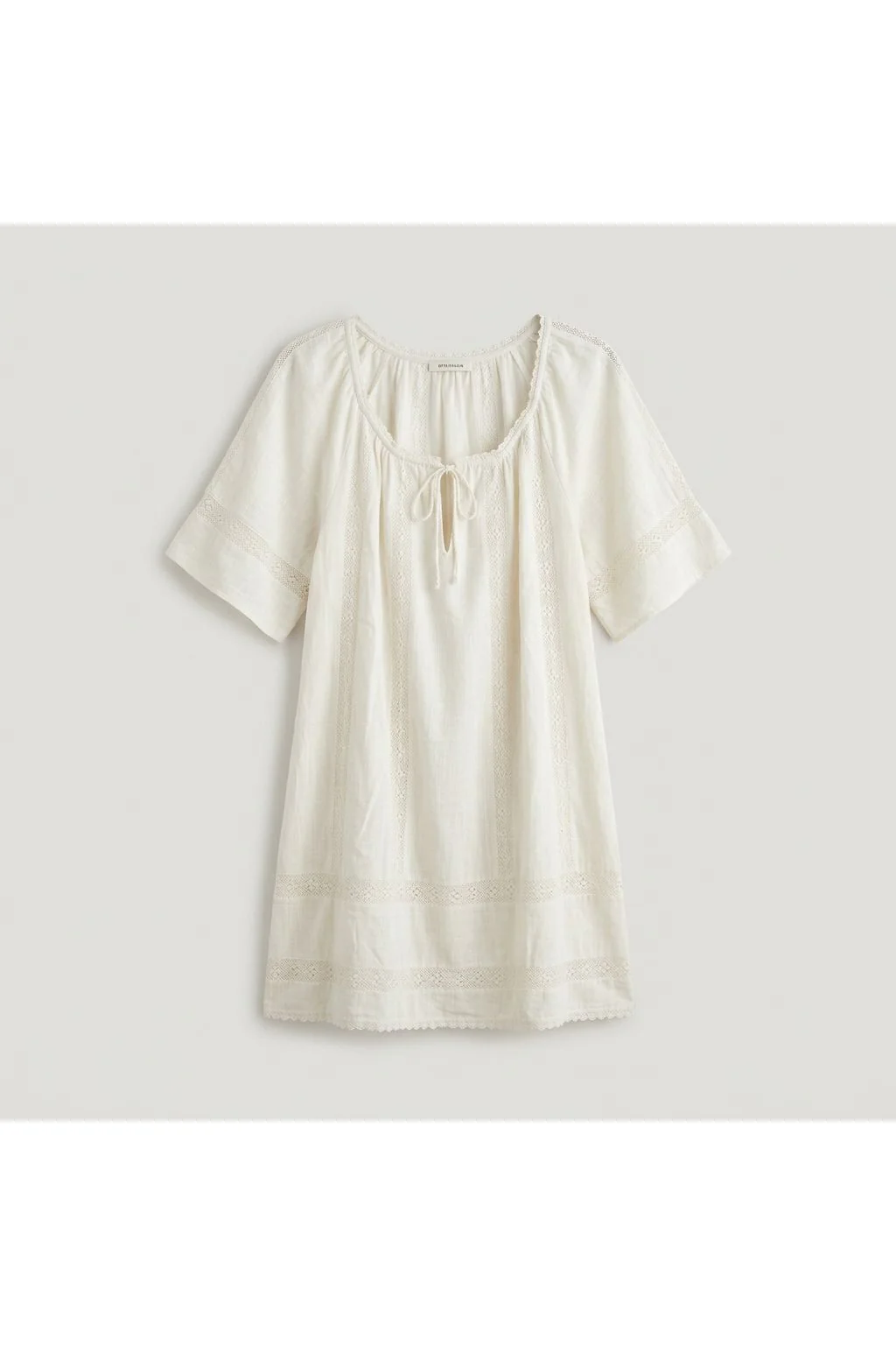 Lace Trim Mini Dress | White