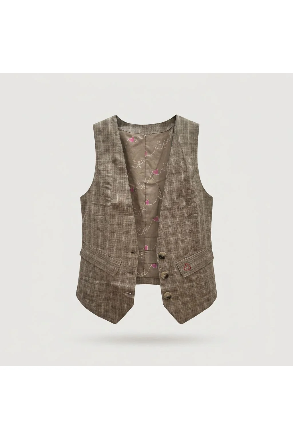 Plaid Tailored Vest | Beige