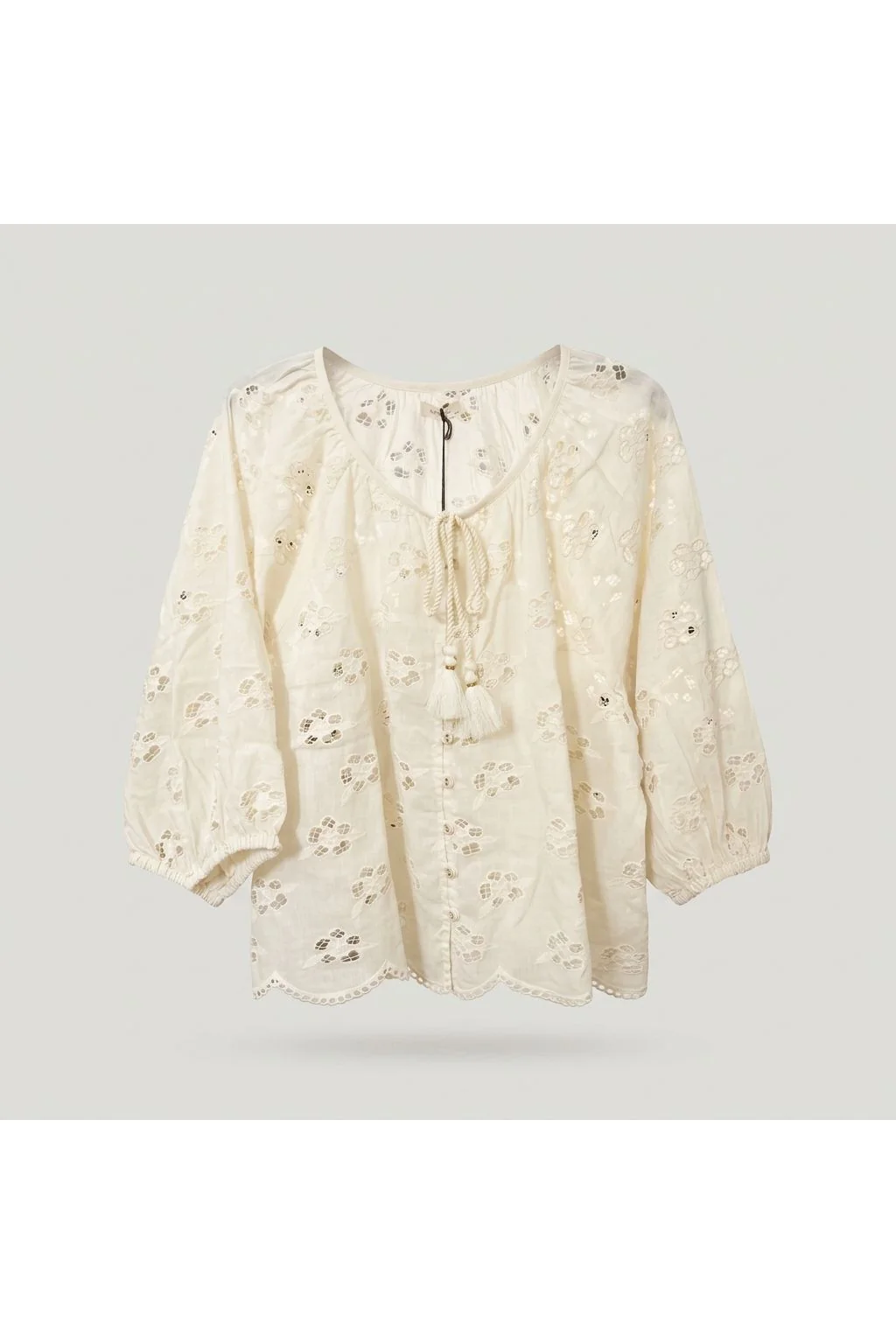 Scalloped Eyelet Blouse | White