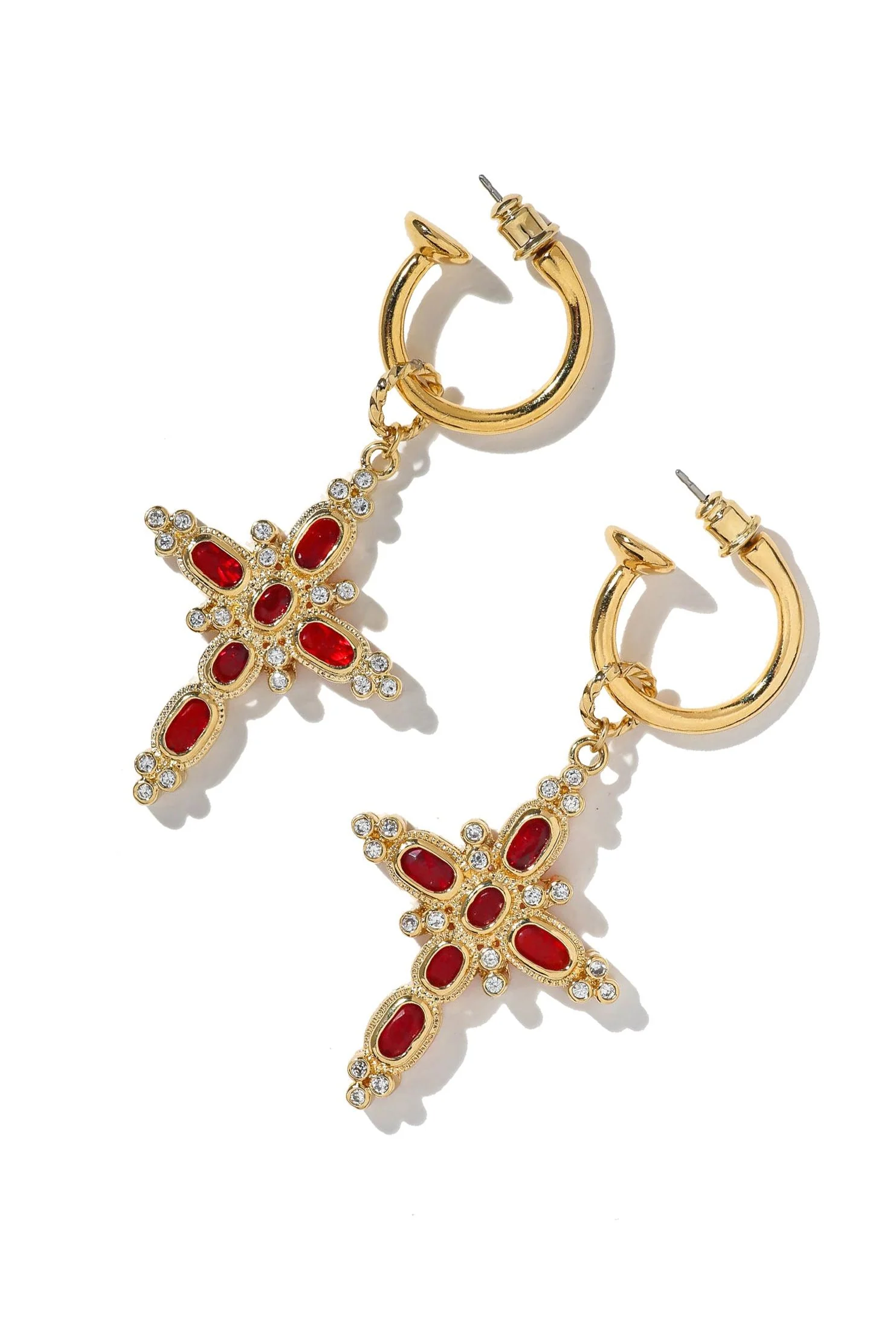 The Aalia Ruby Cross Earrings - Image 2