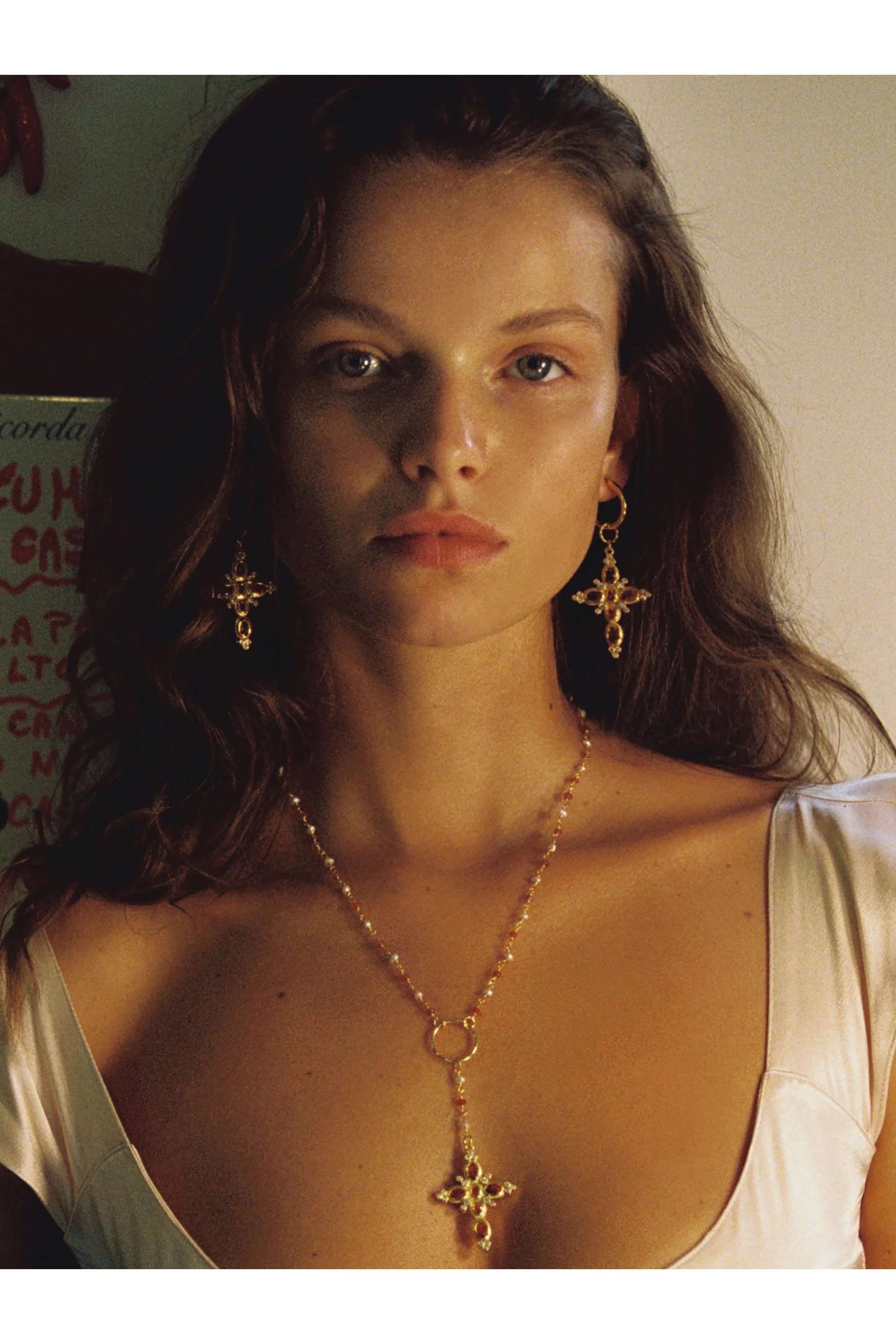 The Aalia Ruby Cross Earrings - Image 3
