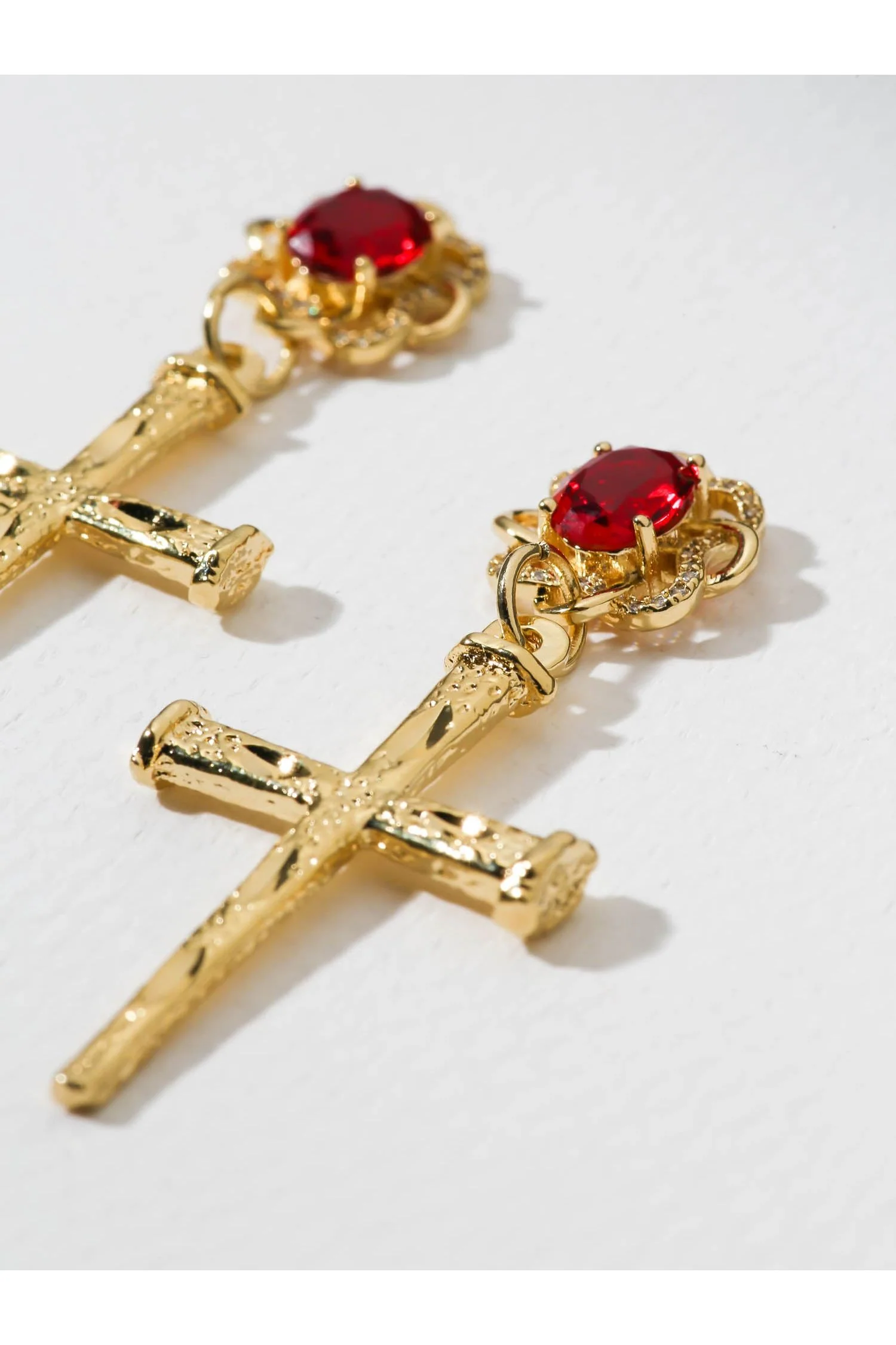 The Aria Ruby Cross Earrings - Image 2