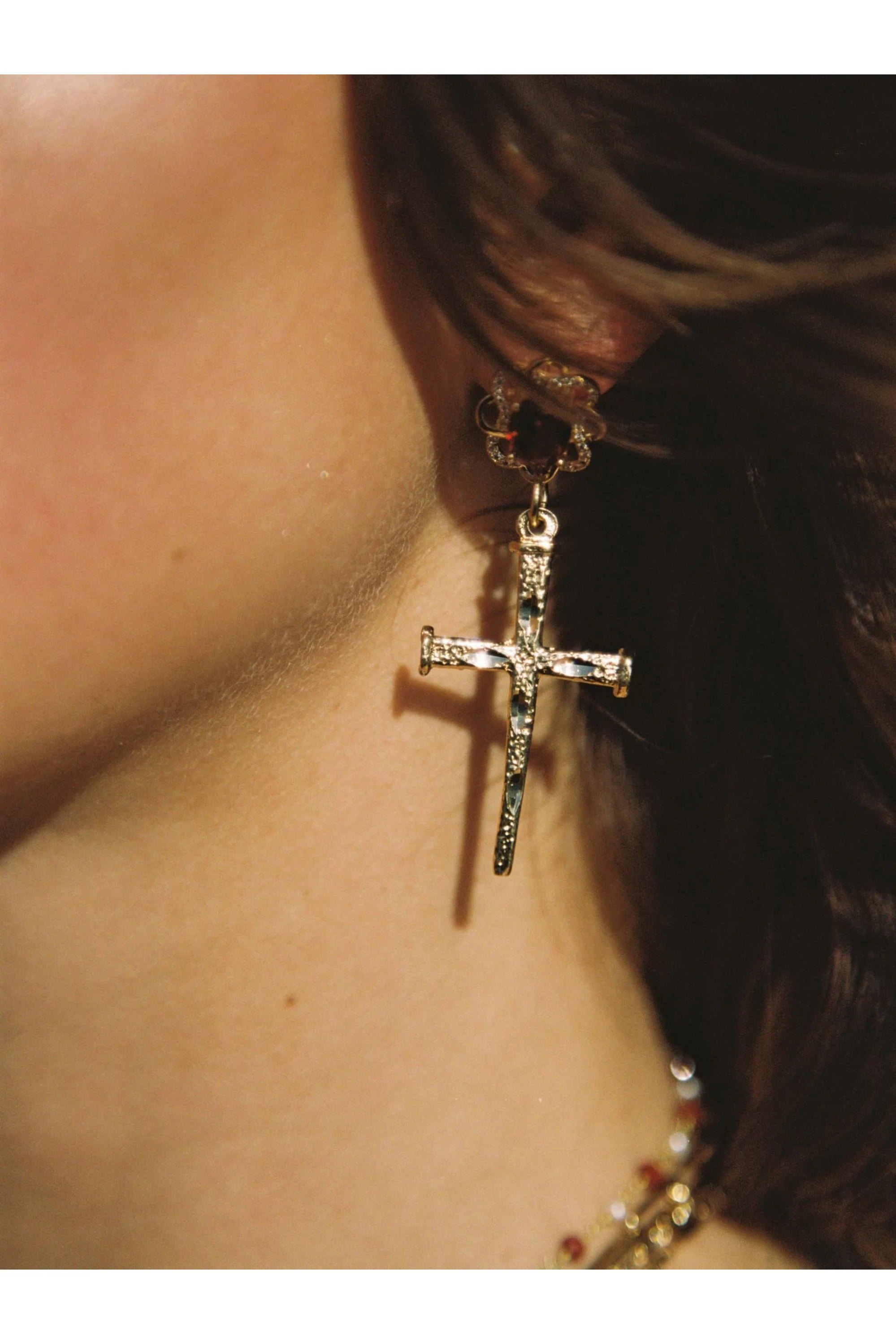 The Aria Ruby Cross Earrings - Image 3