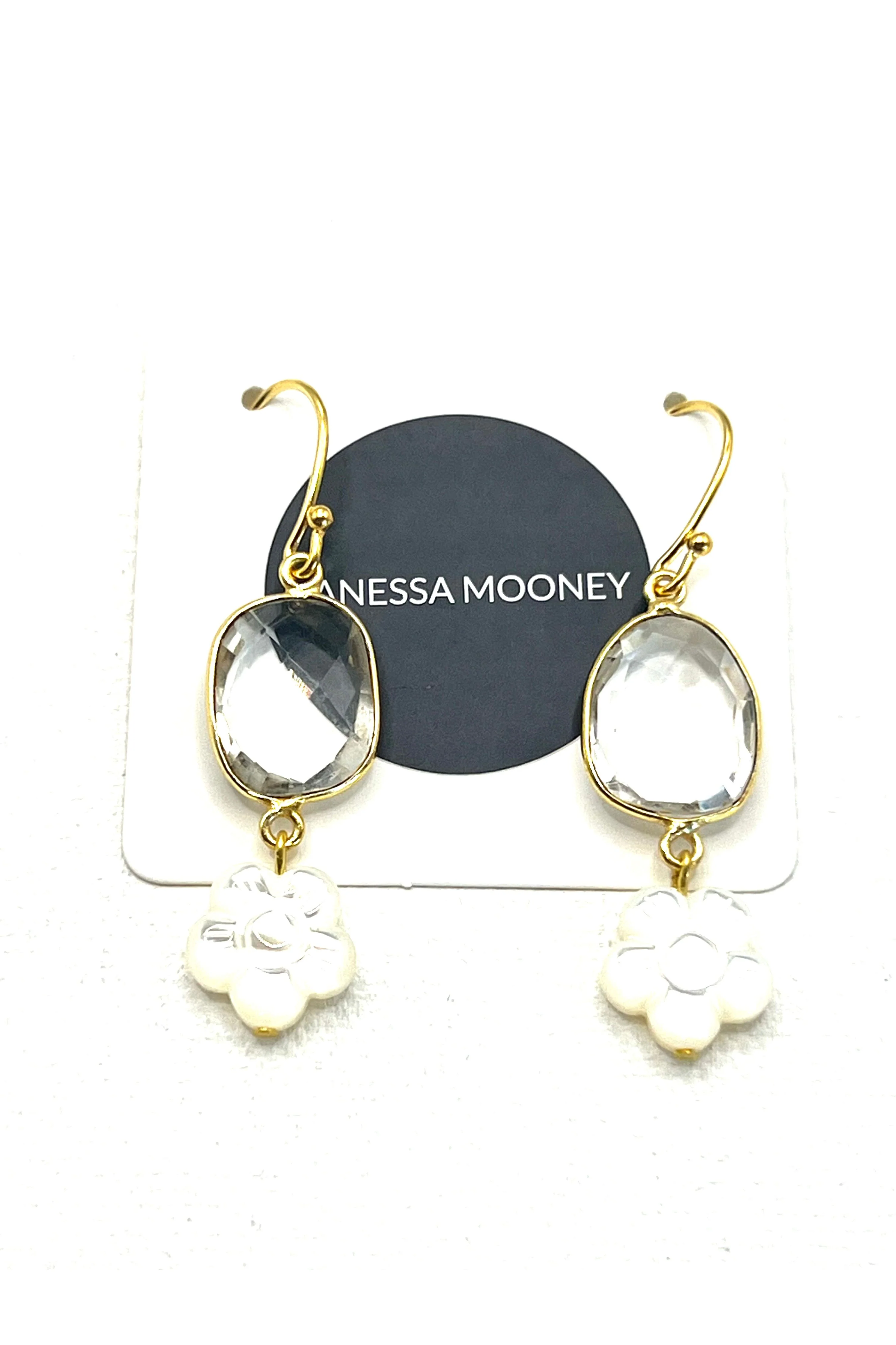 The Crystal & Shell Flower Earrings