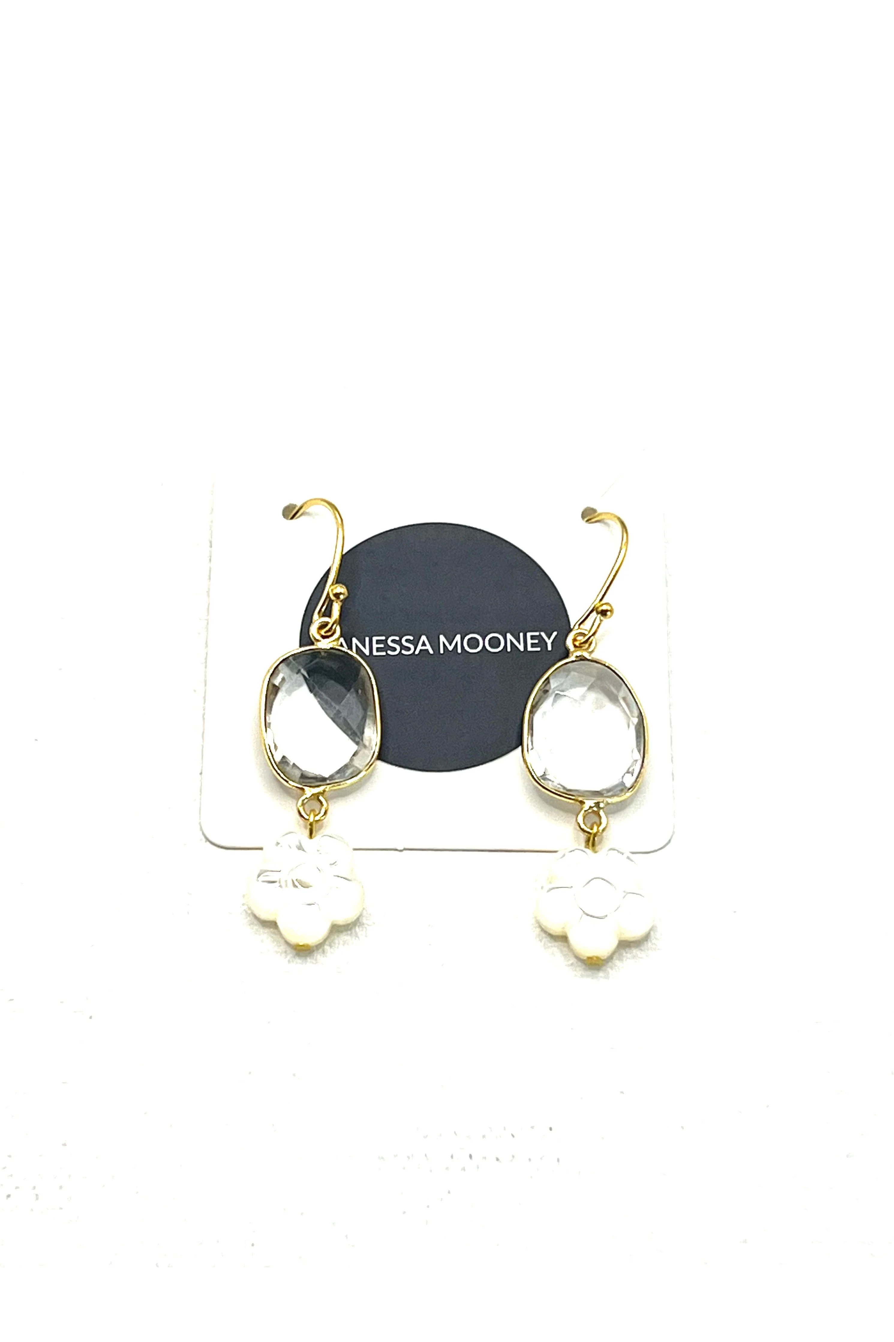 The Crystal & Shell Flower Earrings - Image 2