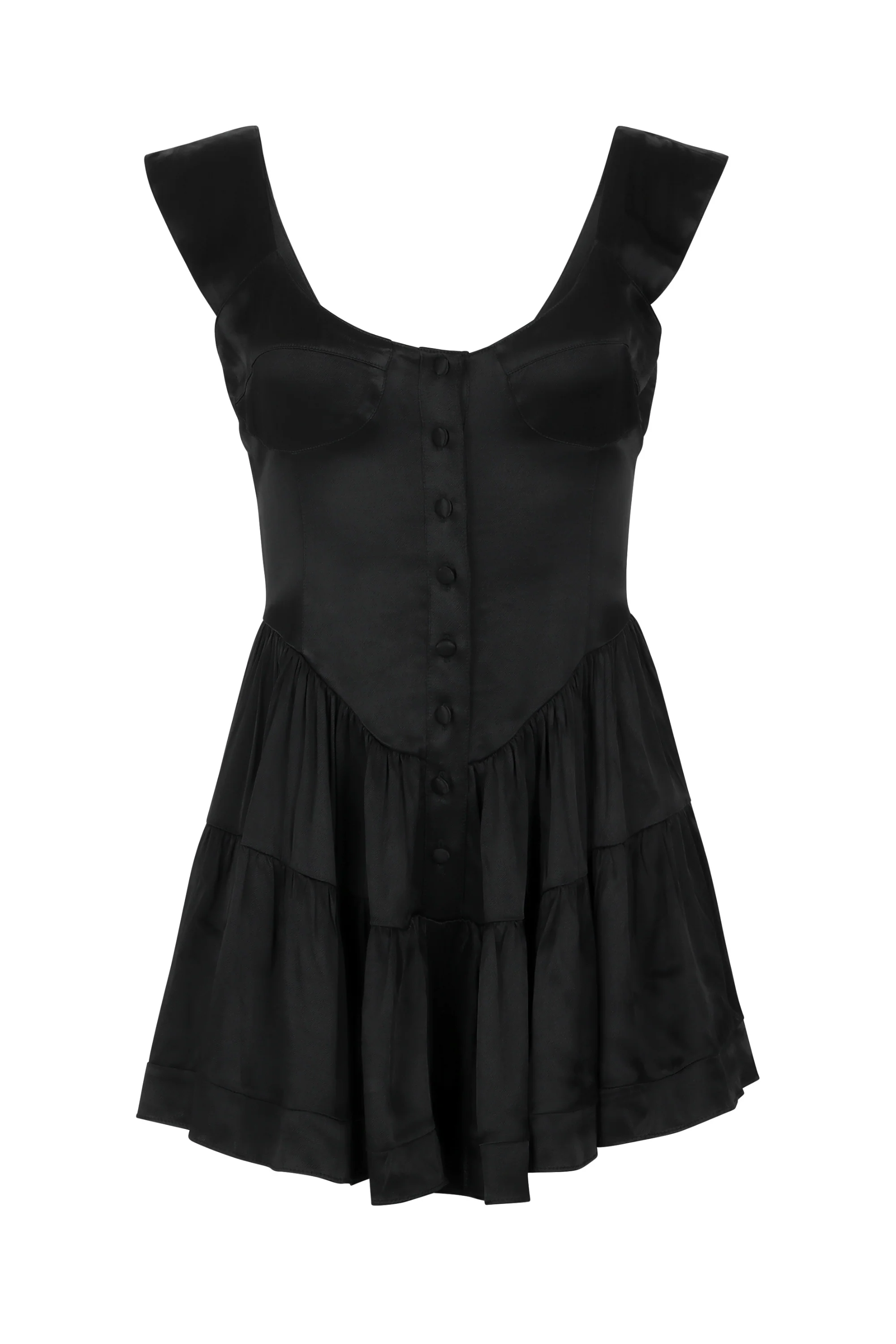 The Elisabeth Romper Dress - Black Satin
