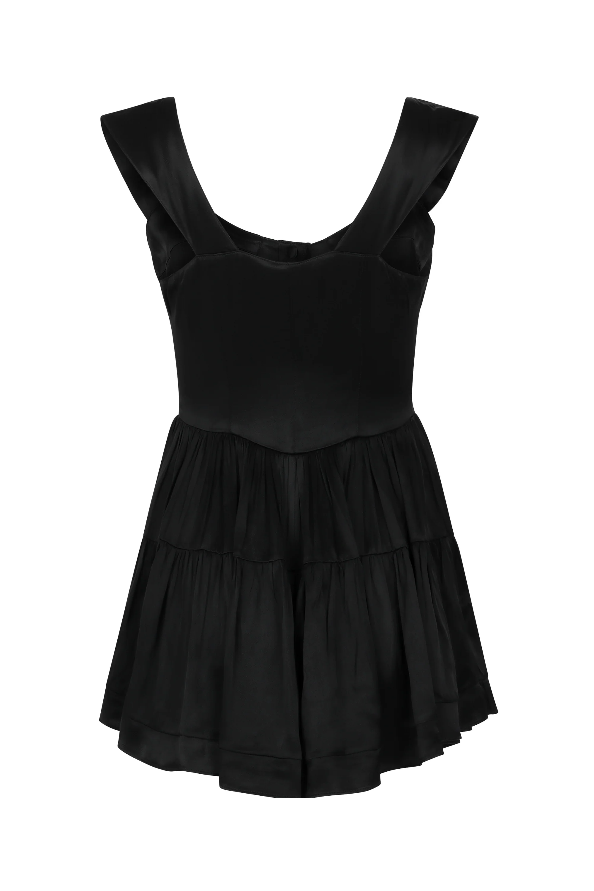 The Elisabeth Romper Dress - Black Satin - Image 2