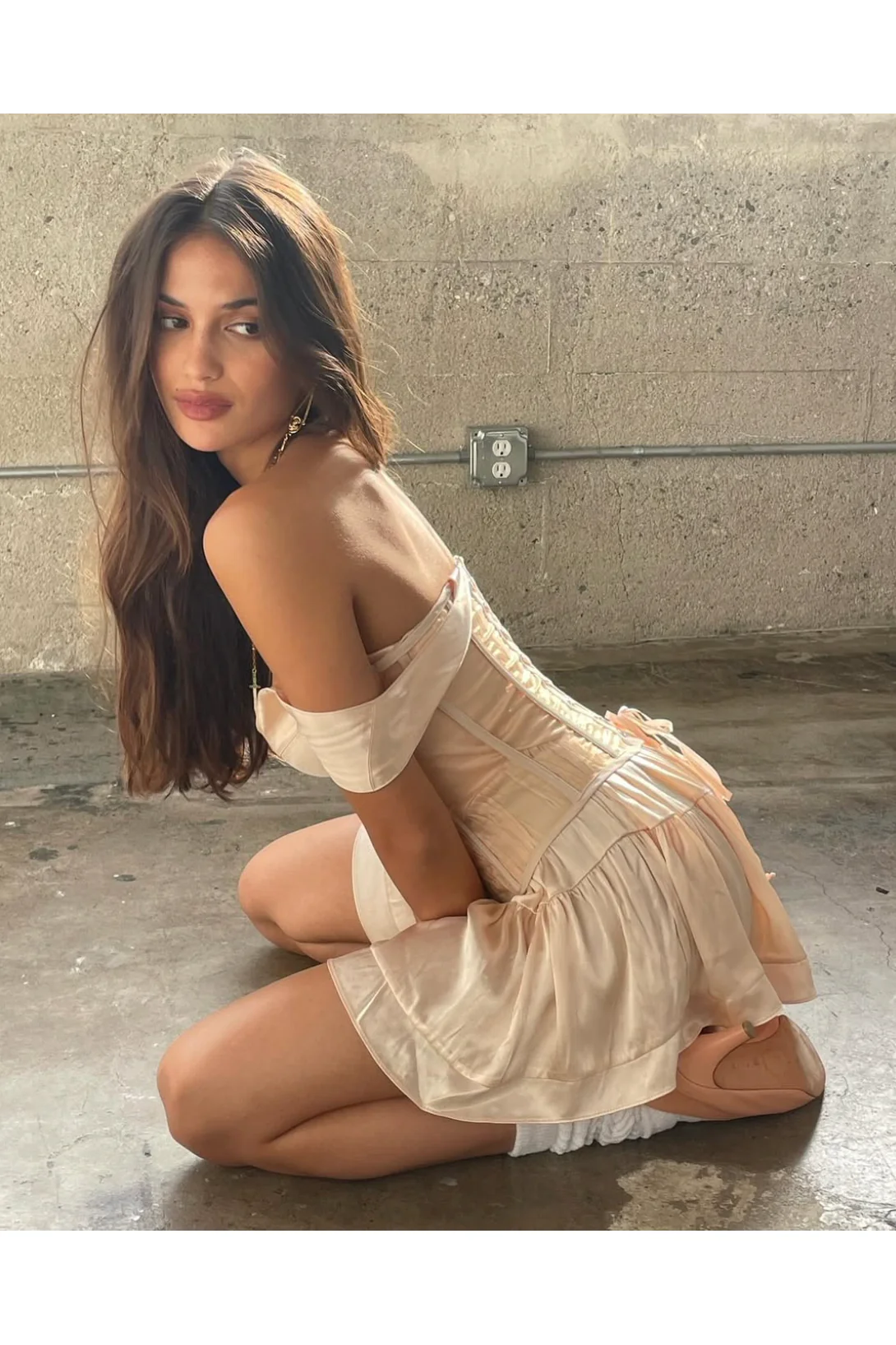 The Elisabeth Romper Dress - Cream Satin - Image 19