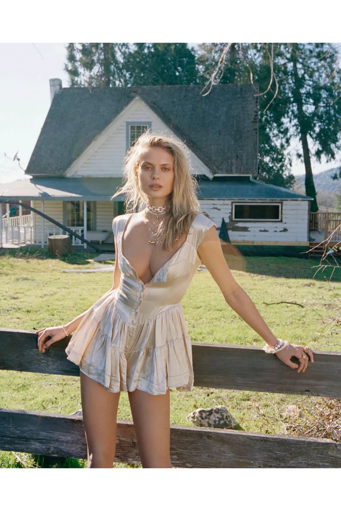 The Elisabeth Romper Dress - Cream Satin - Image 7
