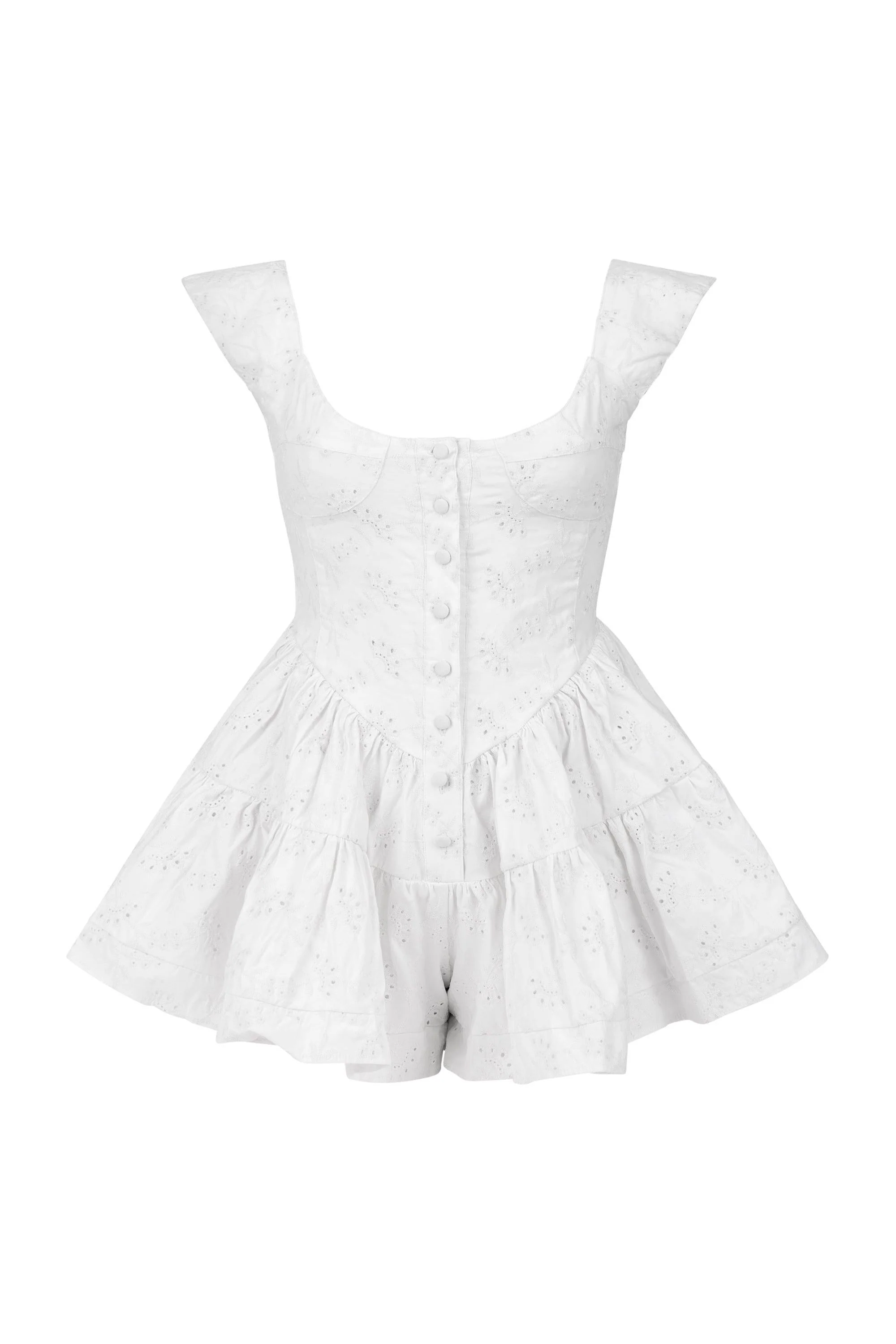 THE ELISABETH ROMPER DRESS - WHITE EYELET