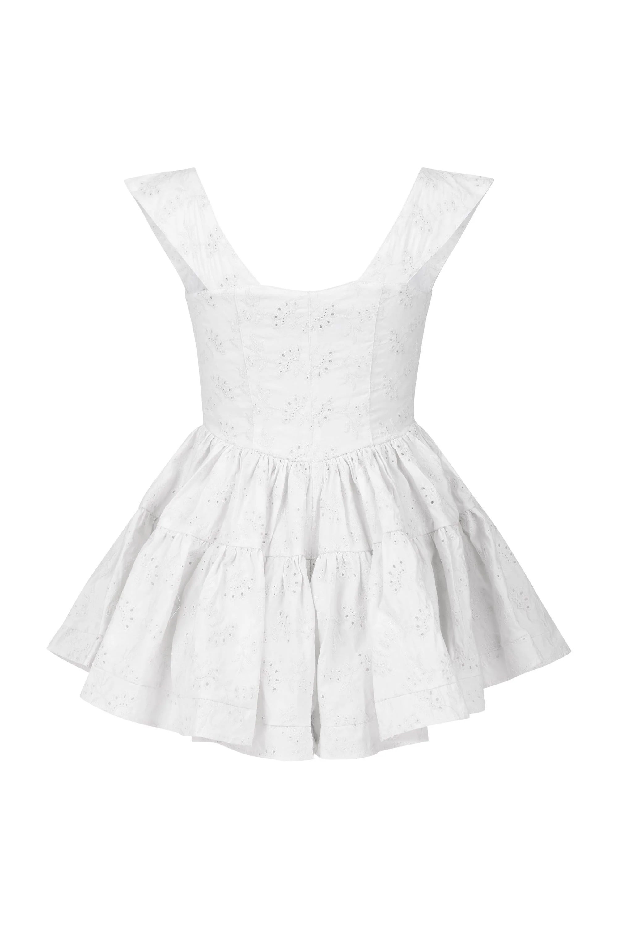 THE ELISABETH ROMPER DRESS - WHITE EYELET - Image 2