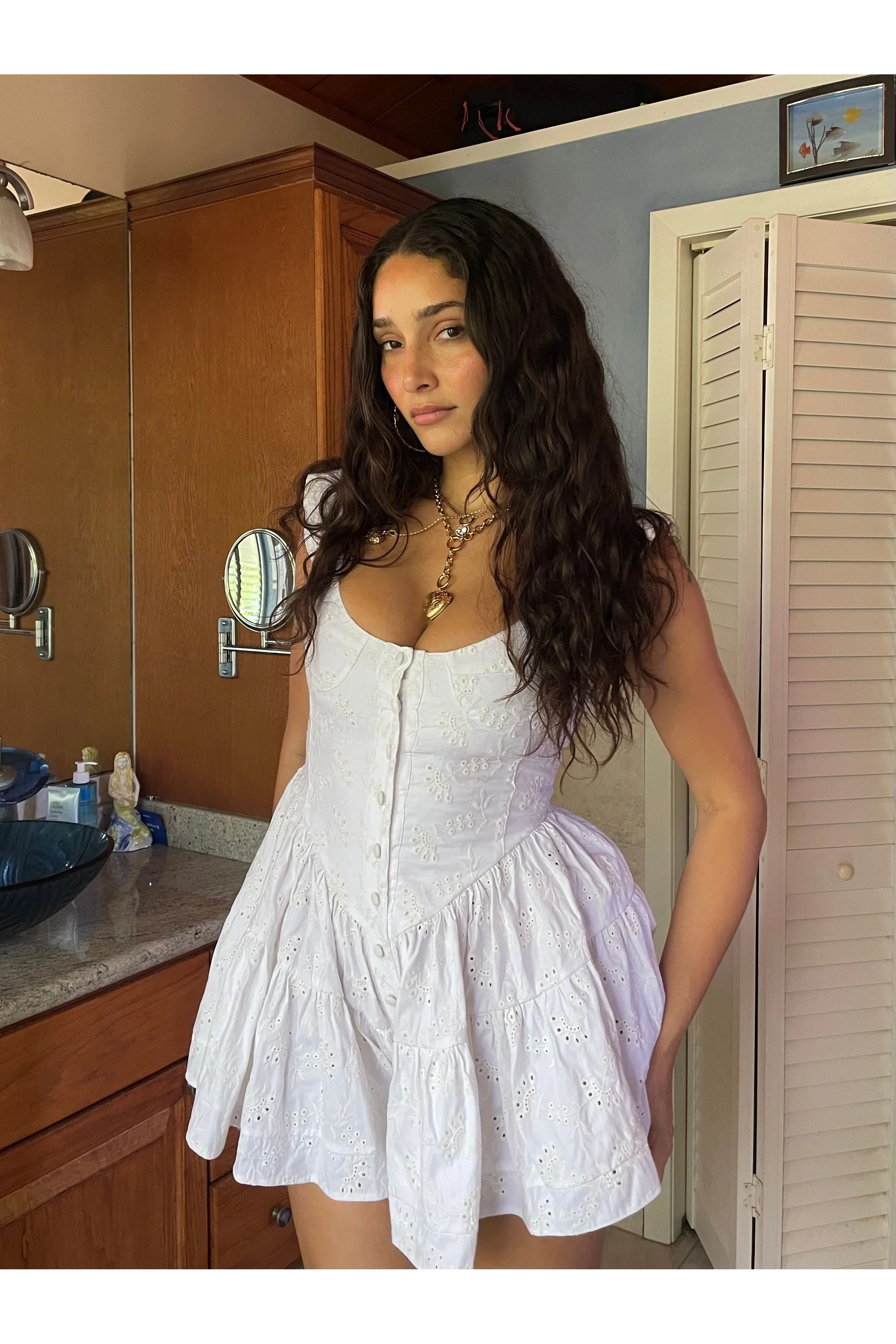 THE ELISABETH ROMPER DRESS - WHITE EYELET - Image 4