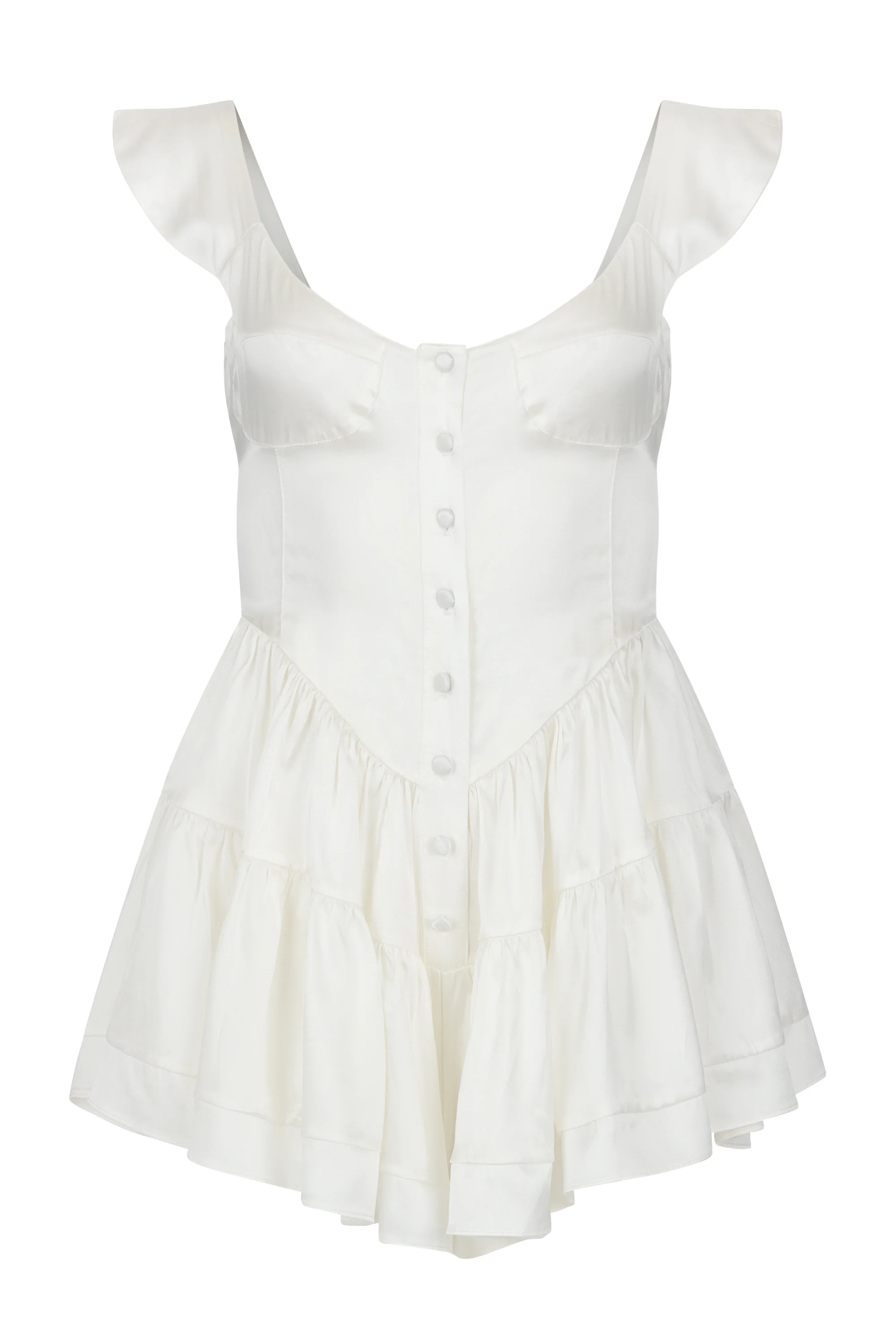 The Elisabeth Romper Dress - White Silk