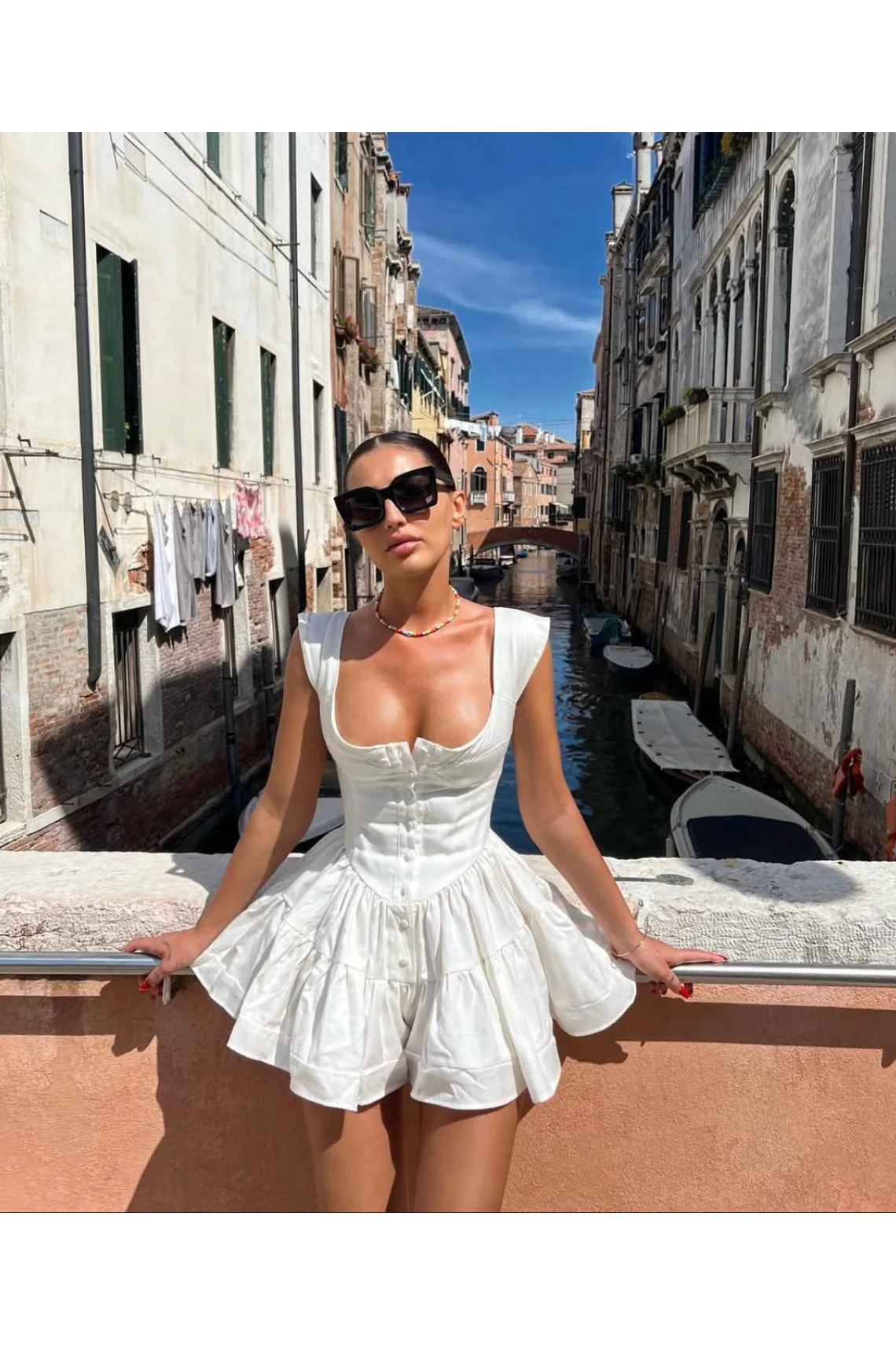 The Elisabeth Romper Dress - White Silk - Image 10