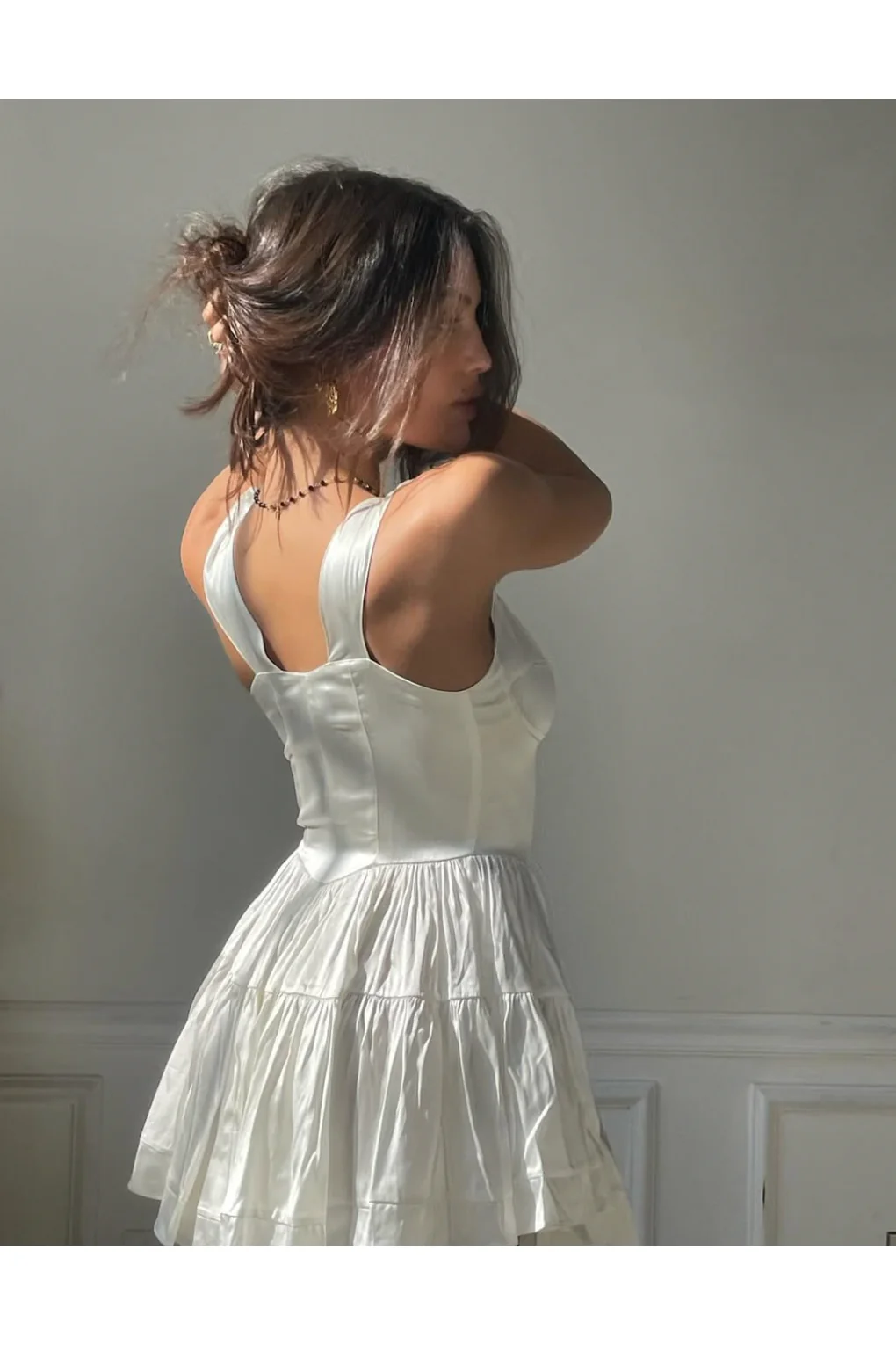The Elisabeth Romper Dress - White Silk - Image 22
