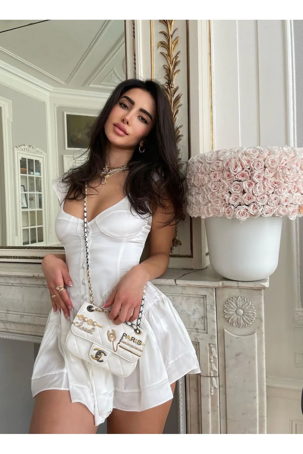 The Elisabeth Romper Dress - White Silk - Image 8