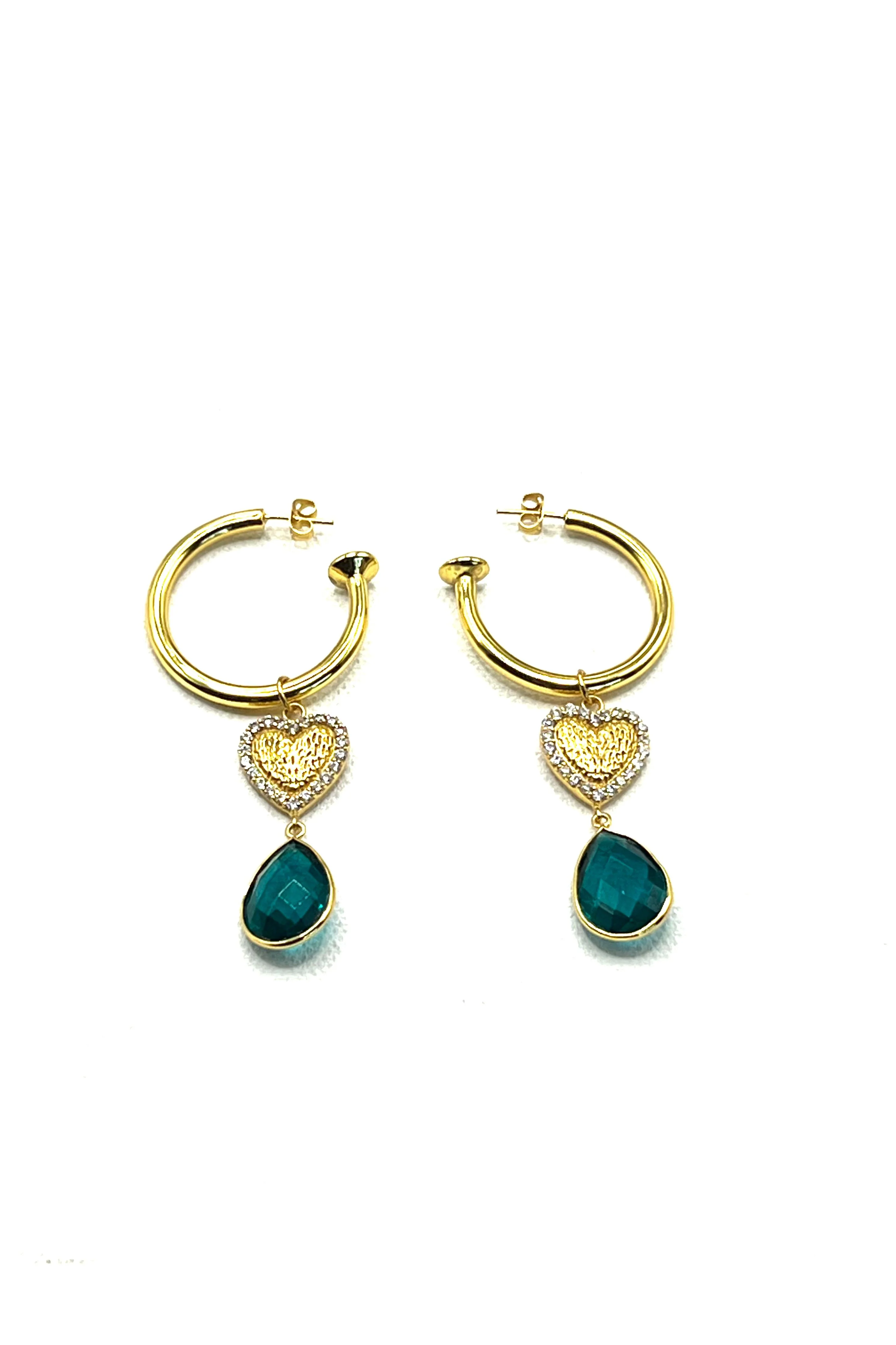 The Heart & Emerald Hoops - Image 2
