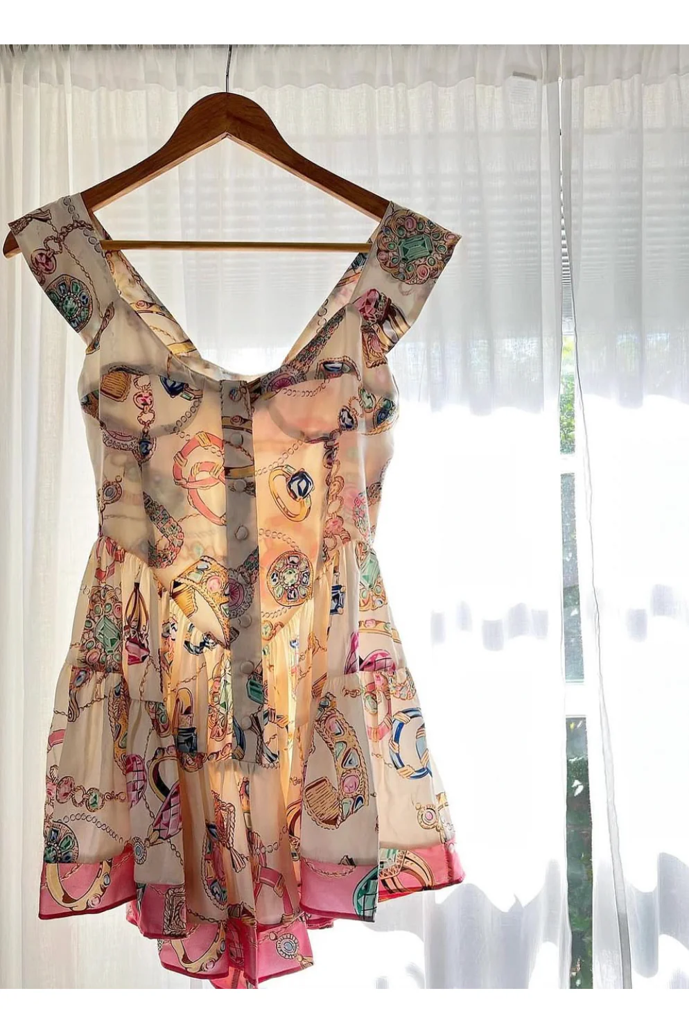 The Iconic Vintage Jewelry Scarf Print Elisabeth Romper - Image 18