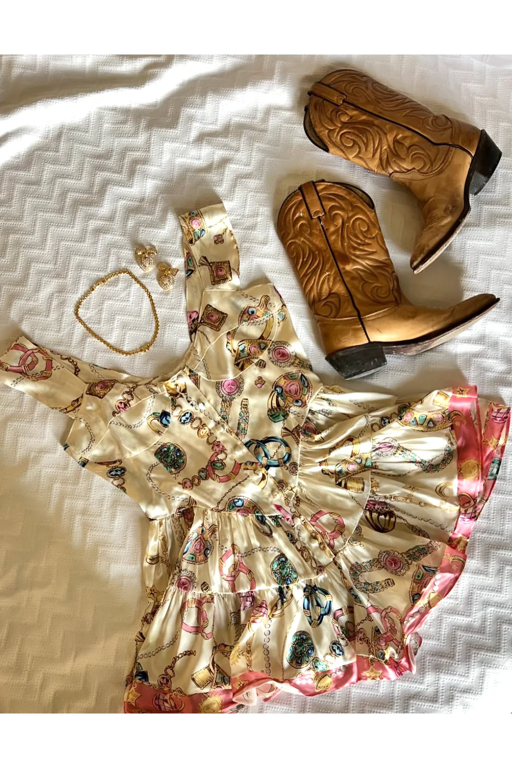 The Iconic Vintage Jewelry Scarf Print Elisabeth Romper - Image 19