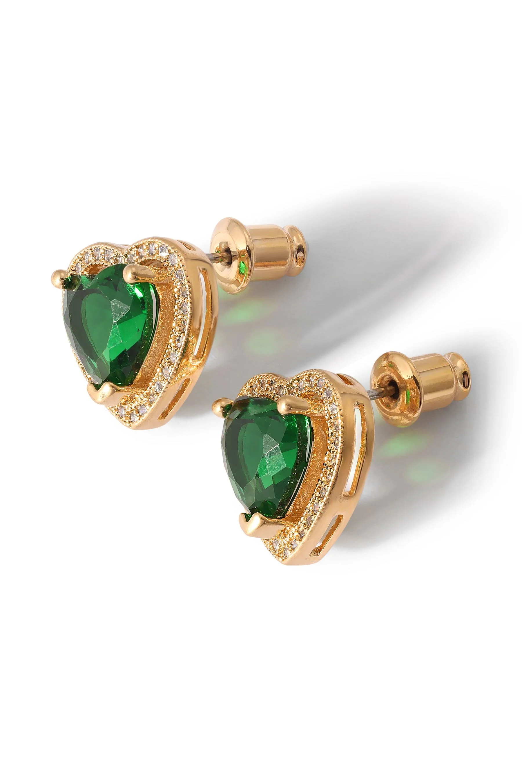 The Mini Heart Earrings - Emerald - Image 2