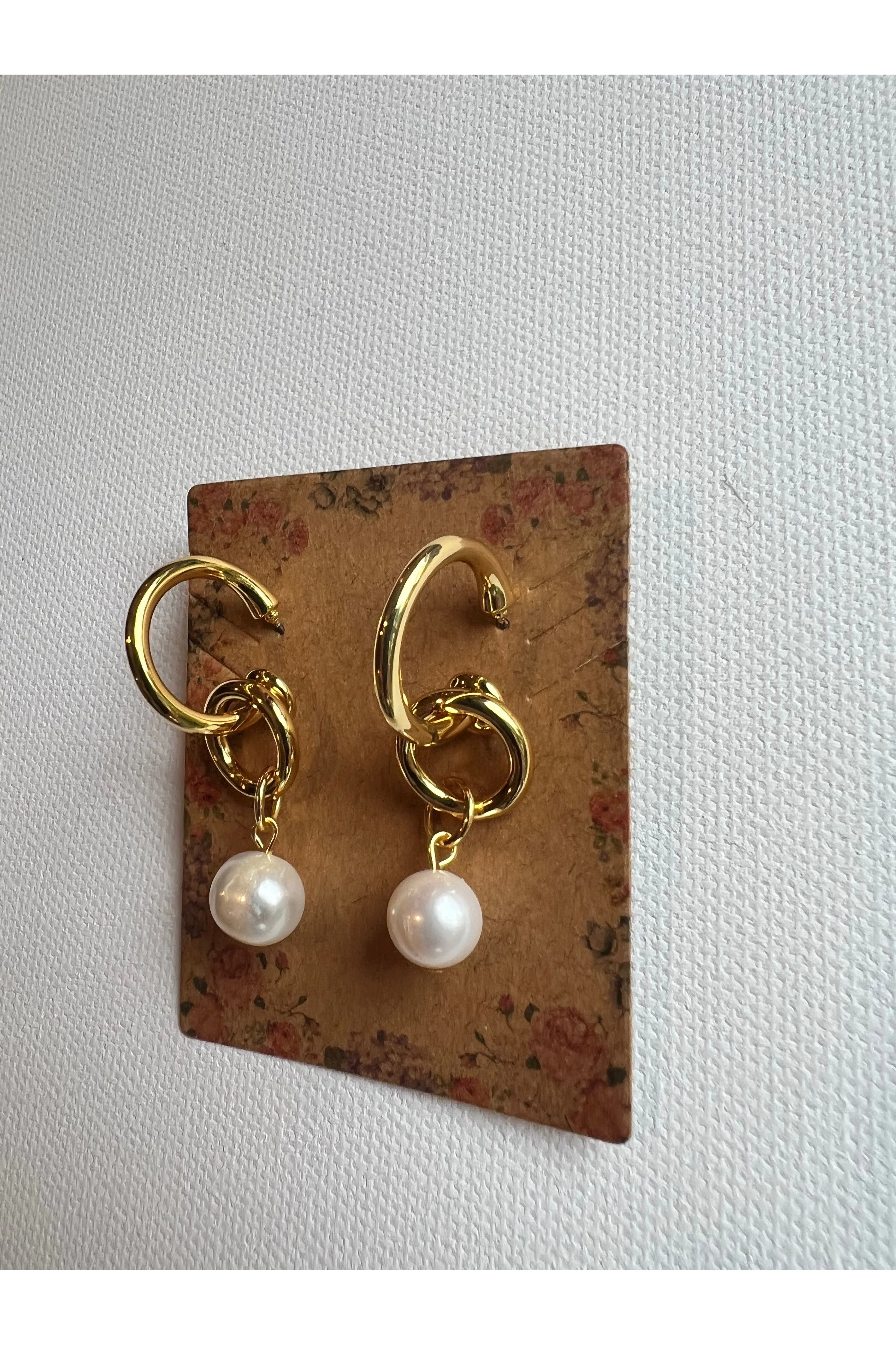 The Pearl Double Hoop Earrings - Image 2