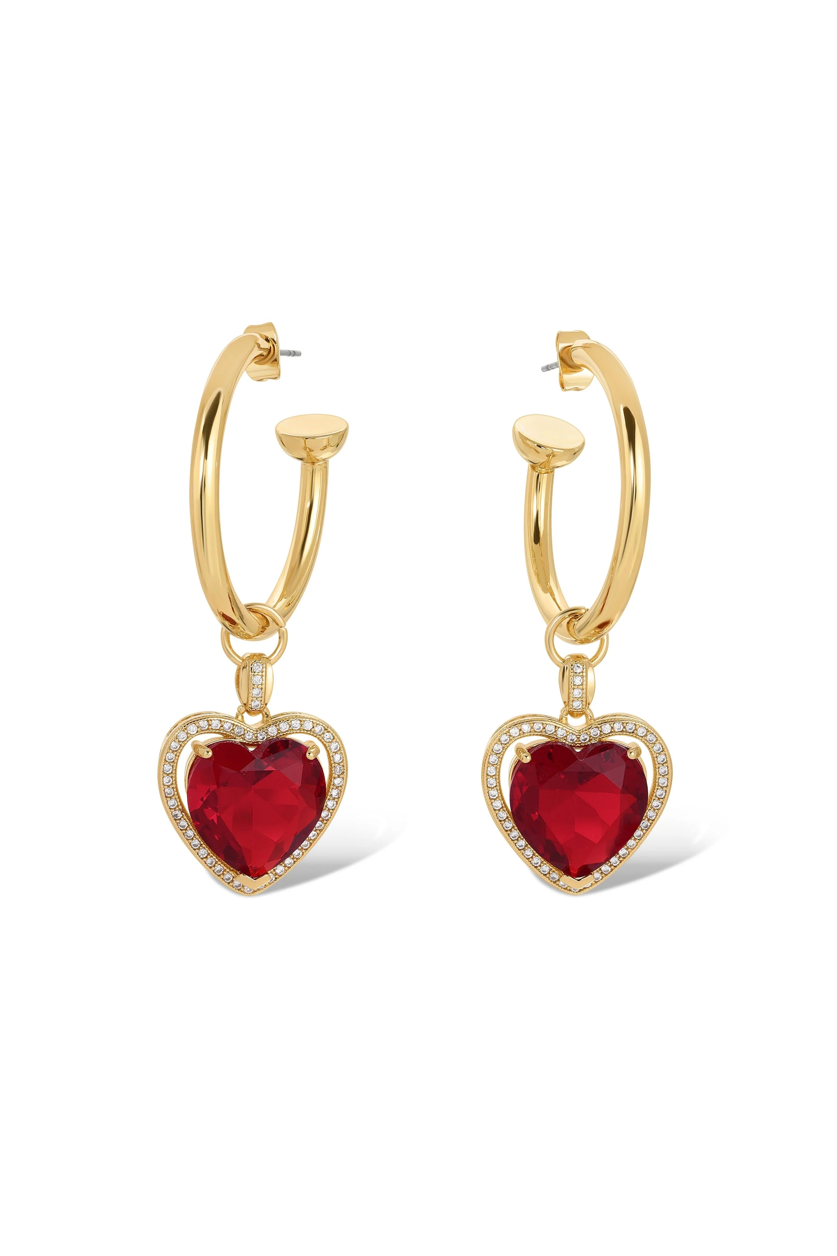 The Ruby Heart Hoop Earrings
